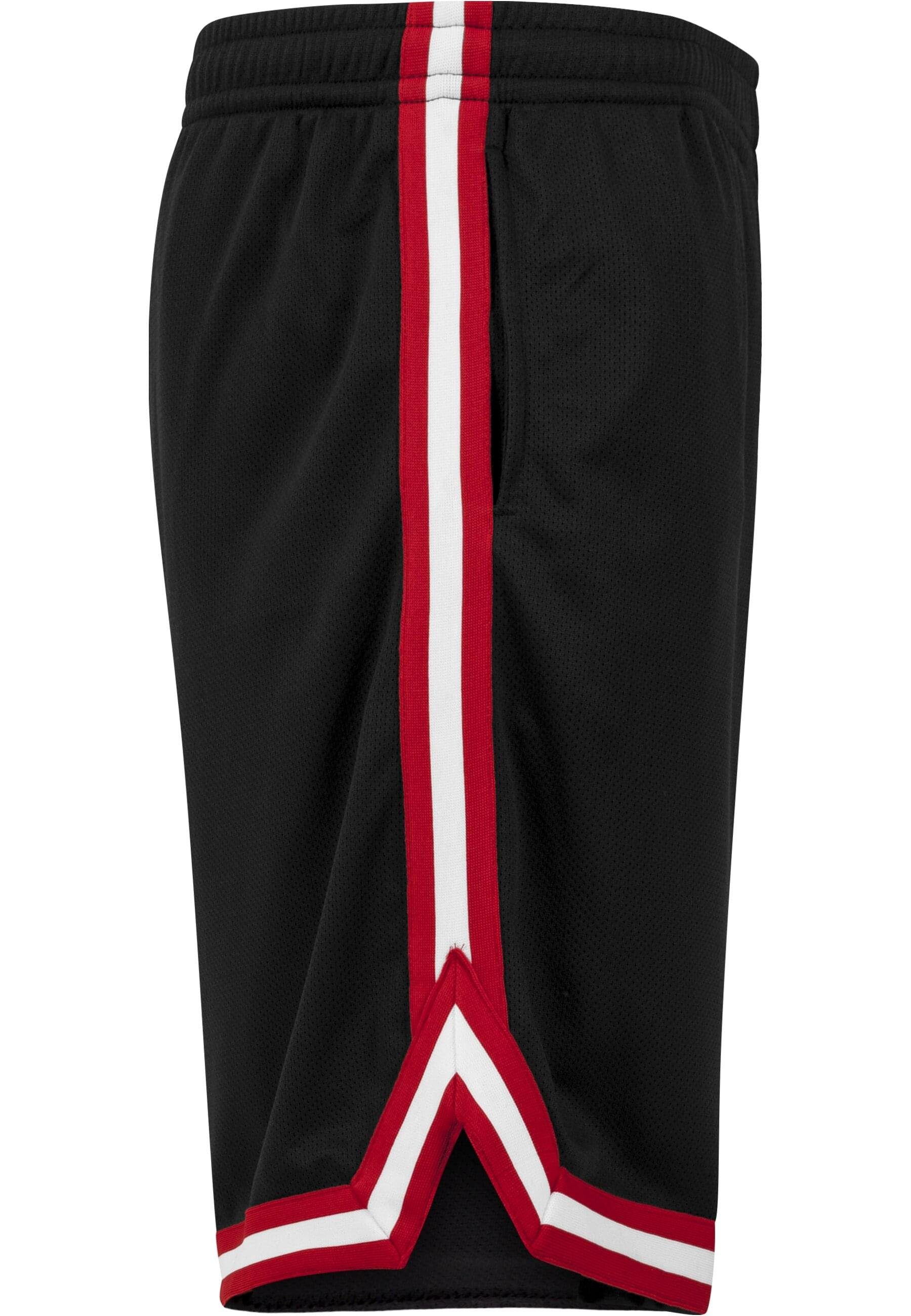 URBAN CLASSICS Stoffhose black/red/white Shorts Herren (1-tlg) Mesh Stripes