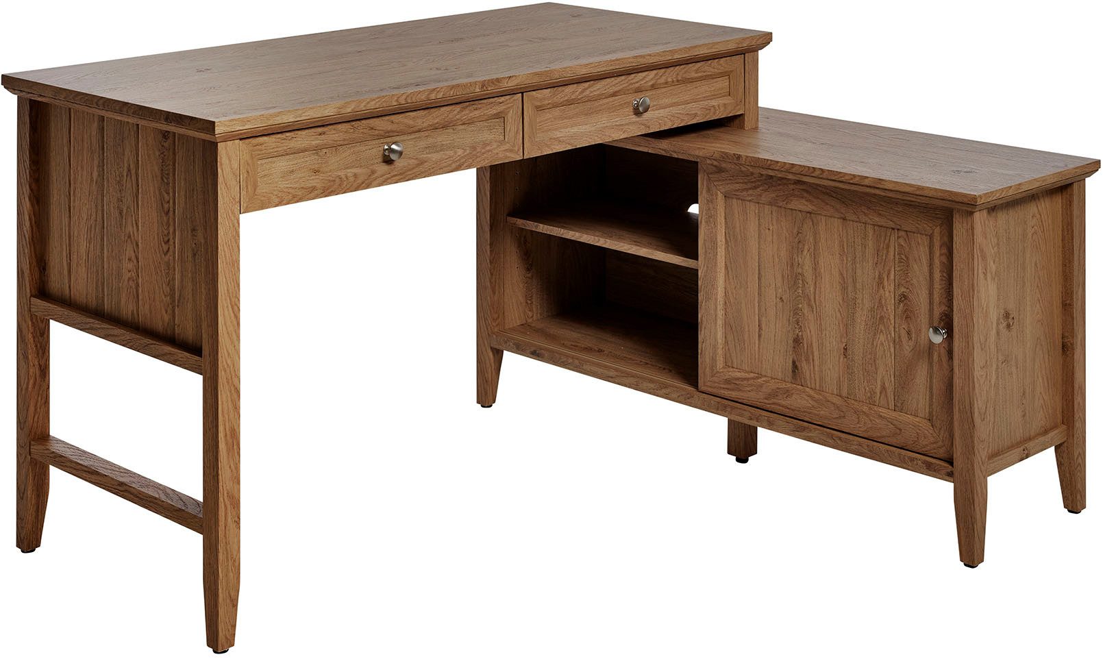 Jahnke Eckschreibtisch CLASSIC C 145 E, wechselseitig montierbar, mit Schiebetür, Schenkelmaß 144,9 x 120 cm