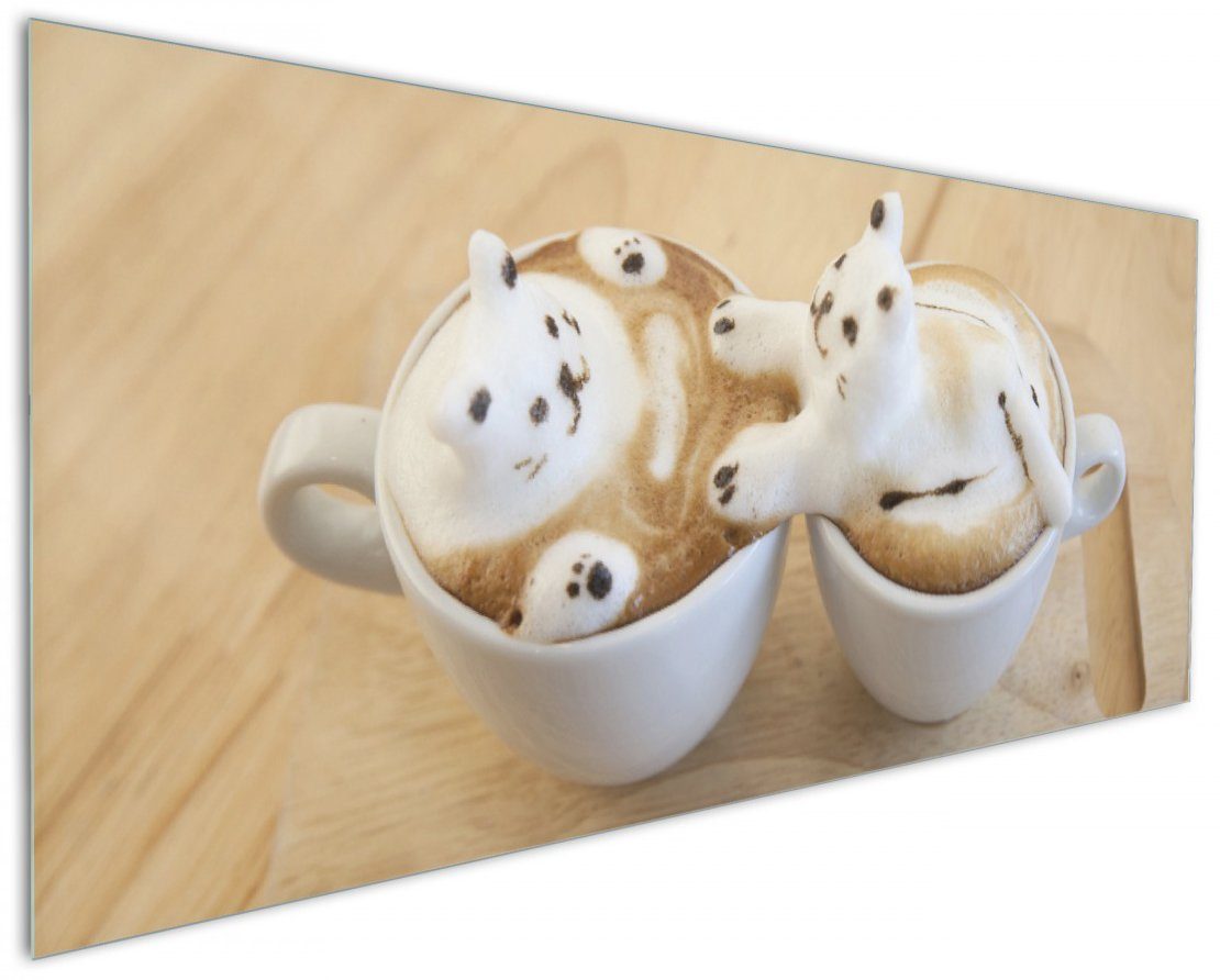 Wallario Küchenrückwand Süße Milchschaum Katzen auf Kaffee, (1-tlg)