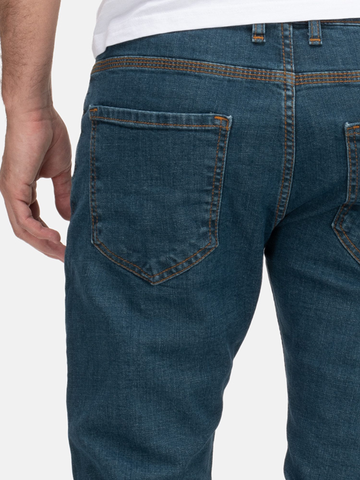 Lorenzo Loren Straight-Jeans Herren Jeans Stretch Blau LL-4015 – Bild 5 von 5