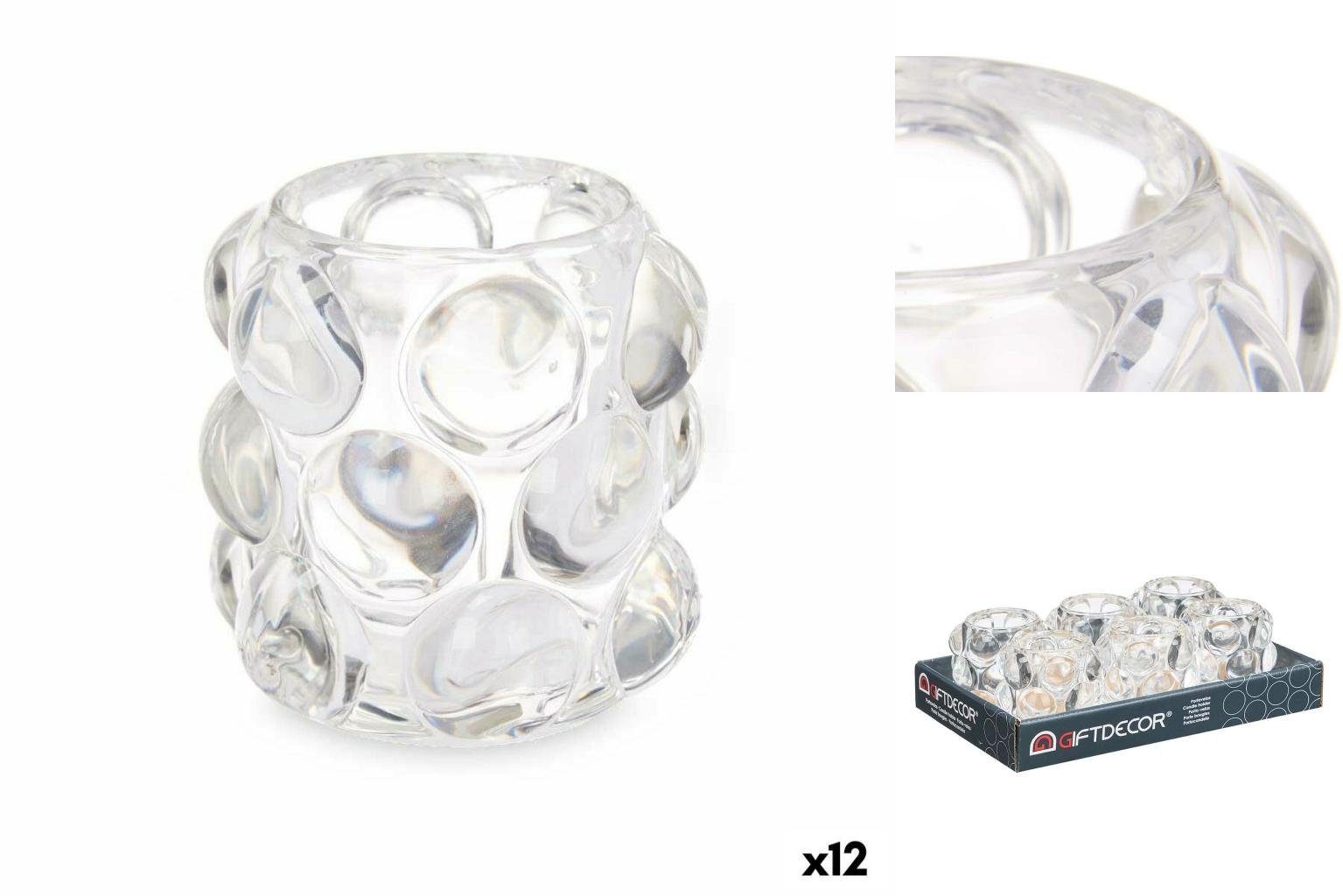 Gift Decor Windlicht Kerzenschale Mikrosphären Durchsichtig Glas 8,4 x 9 x 8,4 cm 12 Stück