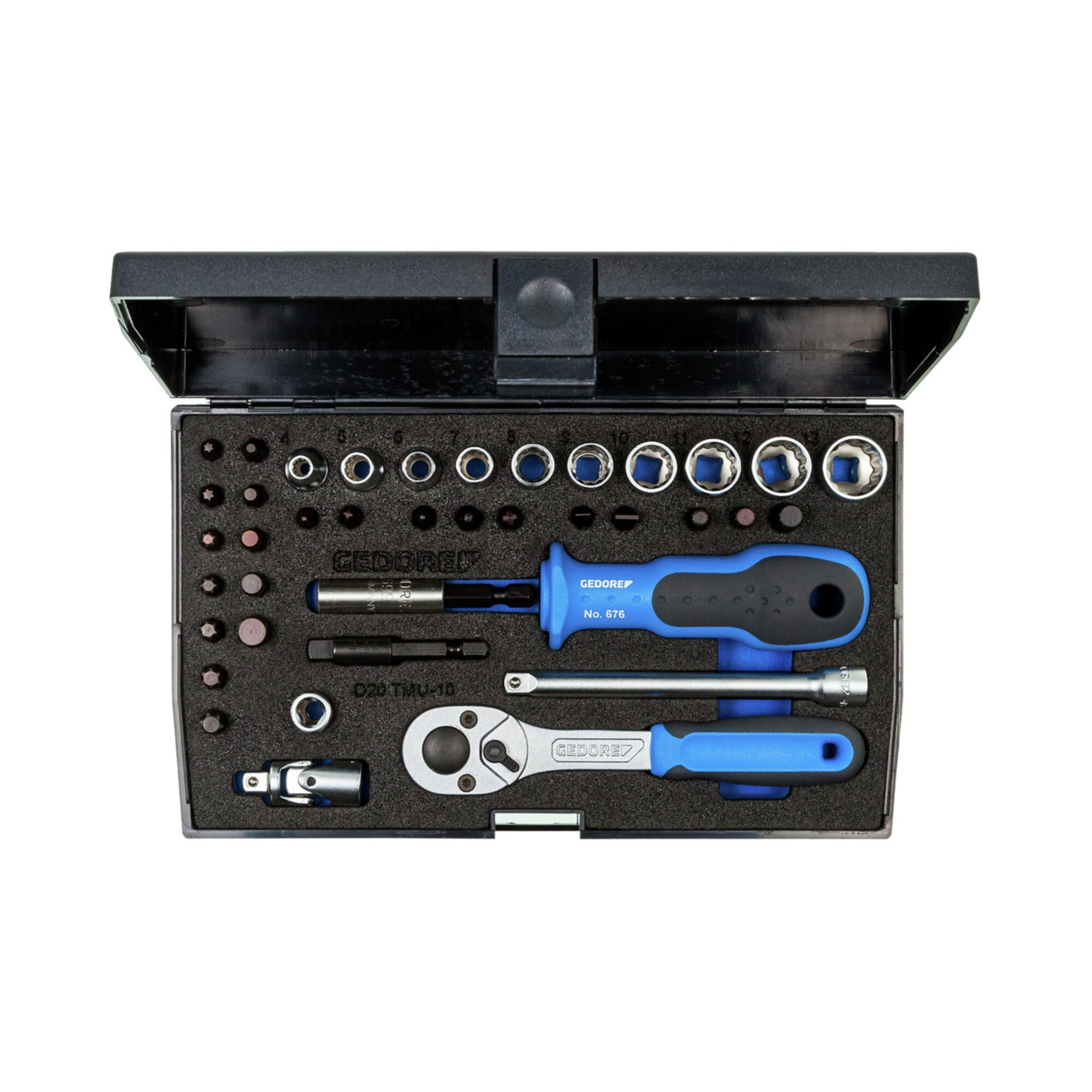 Gedore Steckschlüssel Gedore Steckschlüsselsatz, Set 40tlg, 12-kant, 1/4 Zoll, 4-13mm, Werkz