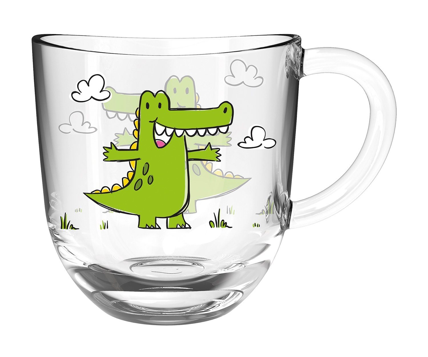 LEONARDO Tasse BAMBINI, Tasse, Transparent, Weiß, Grün, 280 ml, Glas