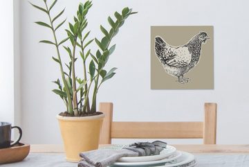 OneMillionCanvasses® Leinwandbild Tiere - Huhn - Schwarz - Weiß, (1 St), Leinwand Bilder für Wohnzimmer Schlafzimmer