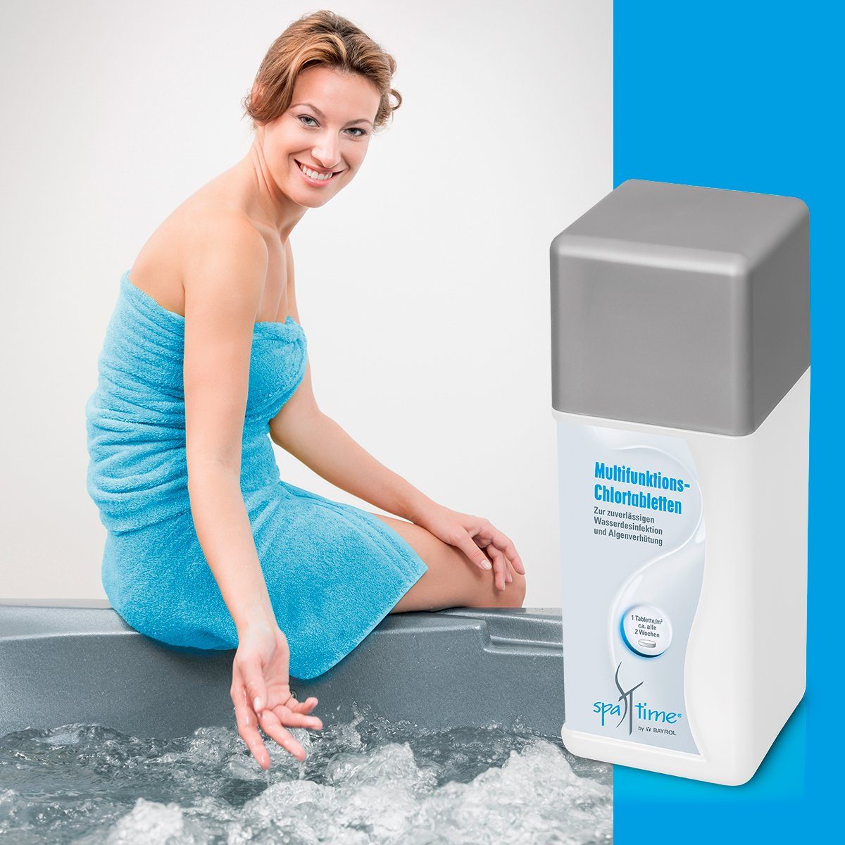 Bayrol Poolpflege SpaTime Multifunktions-Chlortabletten 20g 1 kg, (Whirlpool-Pflegeset), Zur zuverlässigen Wasserdesinfektion und Algenverhütung