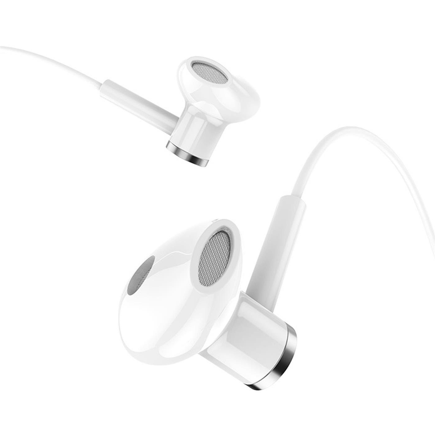 HOCO M47 Canorous 3,5mm Klinke Smartphone-Headset (Köpfhörer Klinke 3.5 mm Headset mit Mikrofon In Ear Beats) Weiss