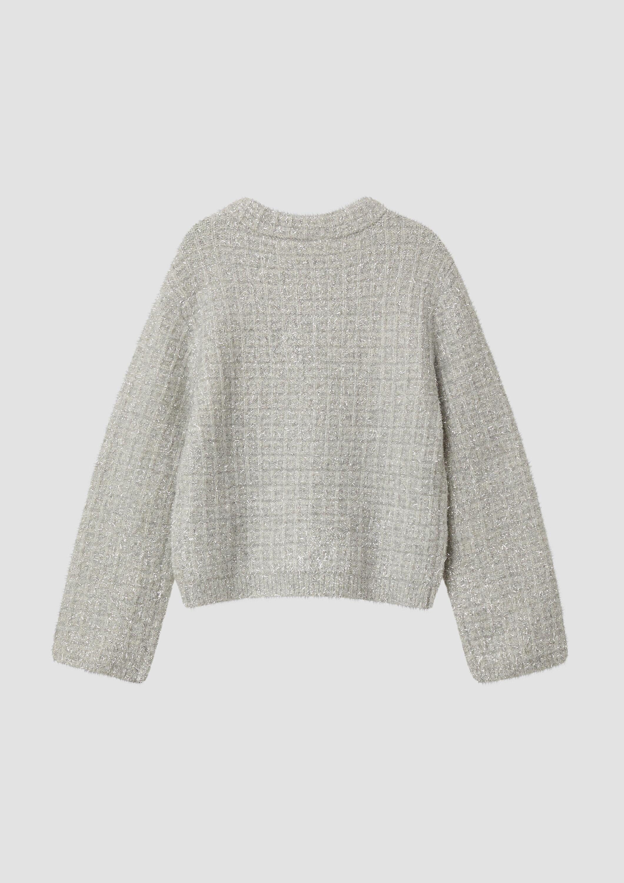 s.Oliver Cardigan Strickjacke Glitzer-Strickjacke mit Schleifen und Druckknöpfen