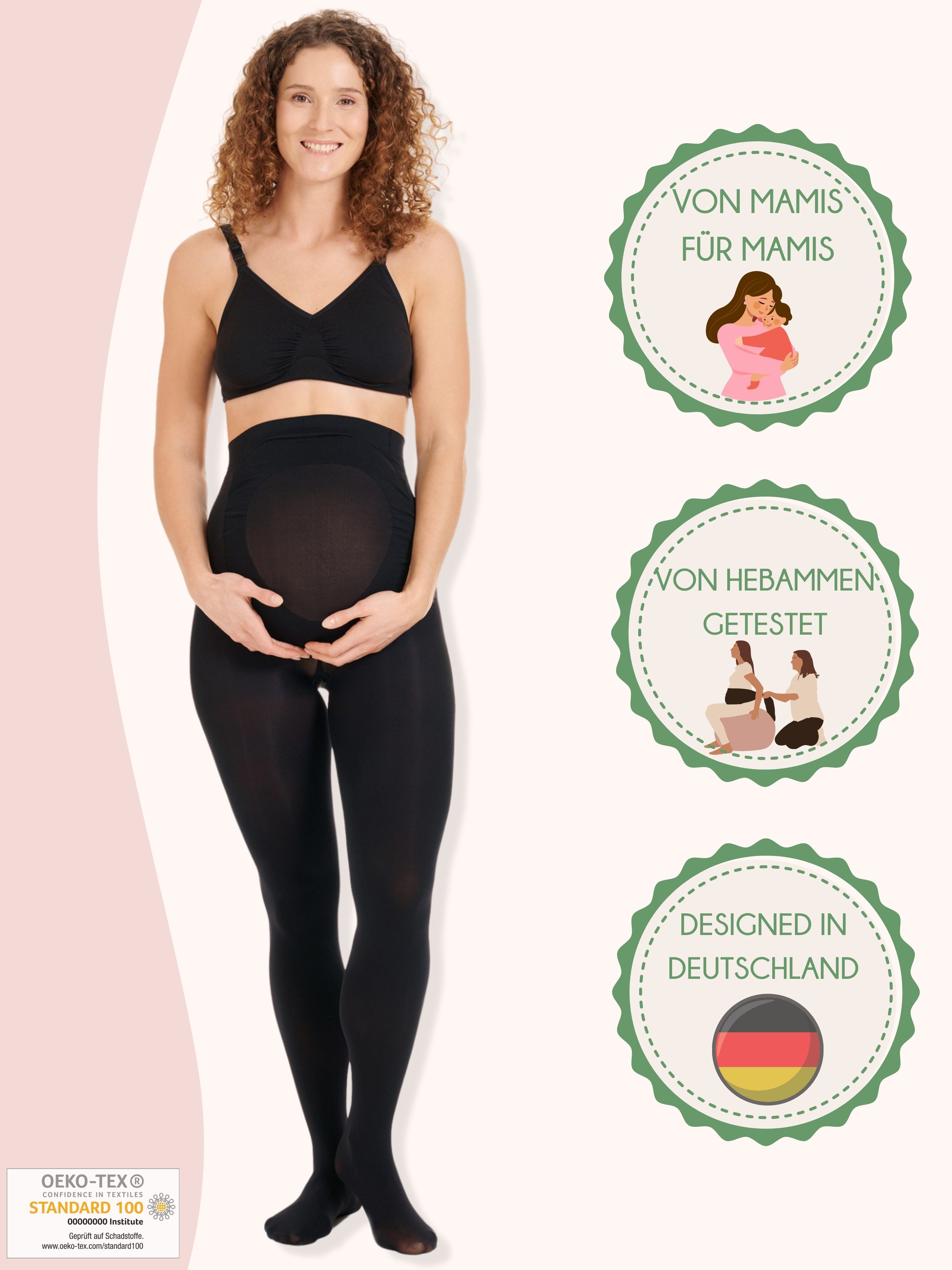 Herzmutter Umstandsstrumpfhose Schwangerschaftsstrumpfhose 80DEN - Blickdicht 80 DEN (2 St. 2er Pack) Blickdicht - dehnbarer, rutschfester Baucheinsatz