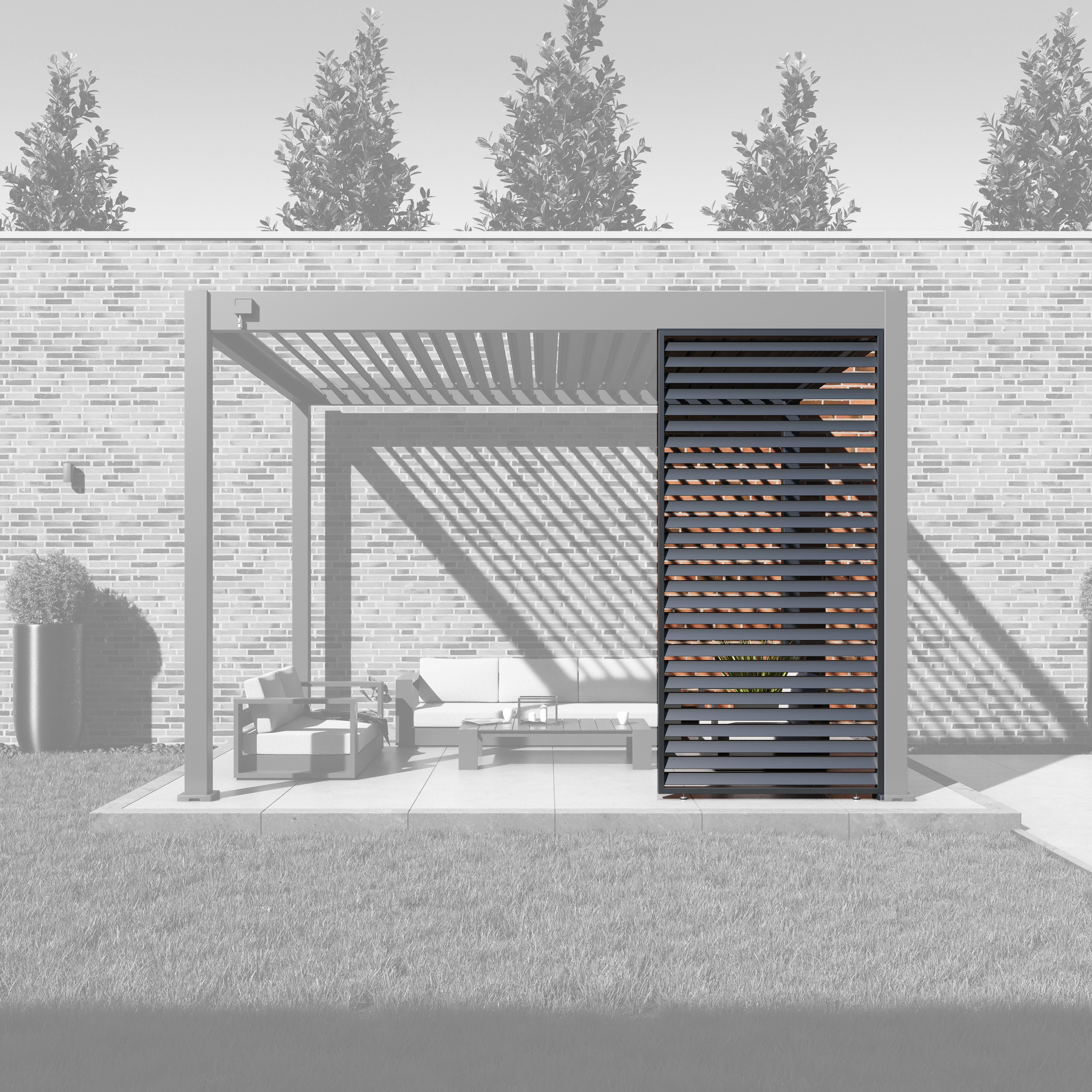 Paragon Pavillonseitenteil Lamellen Sichtschutz für Pergola Grand Tuscan 12 Grau, 114x234 cm