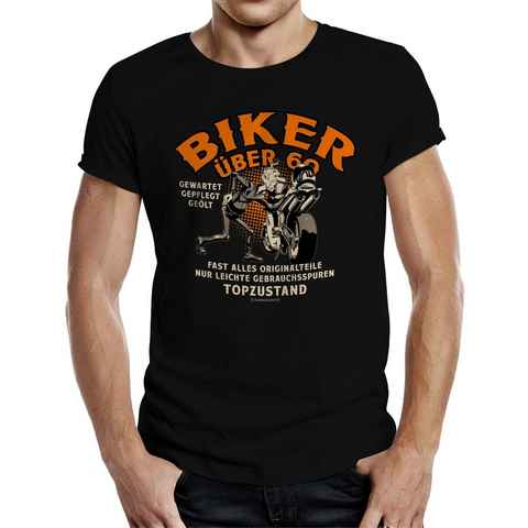 RAHMENLOS® T-Shirt als Geschenk für Motorradfahrer zum 60. Geburtstag - Biker über 60