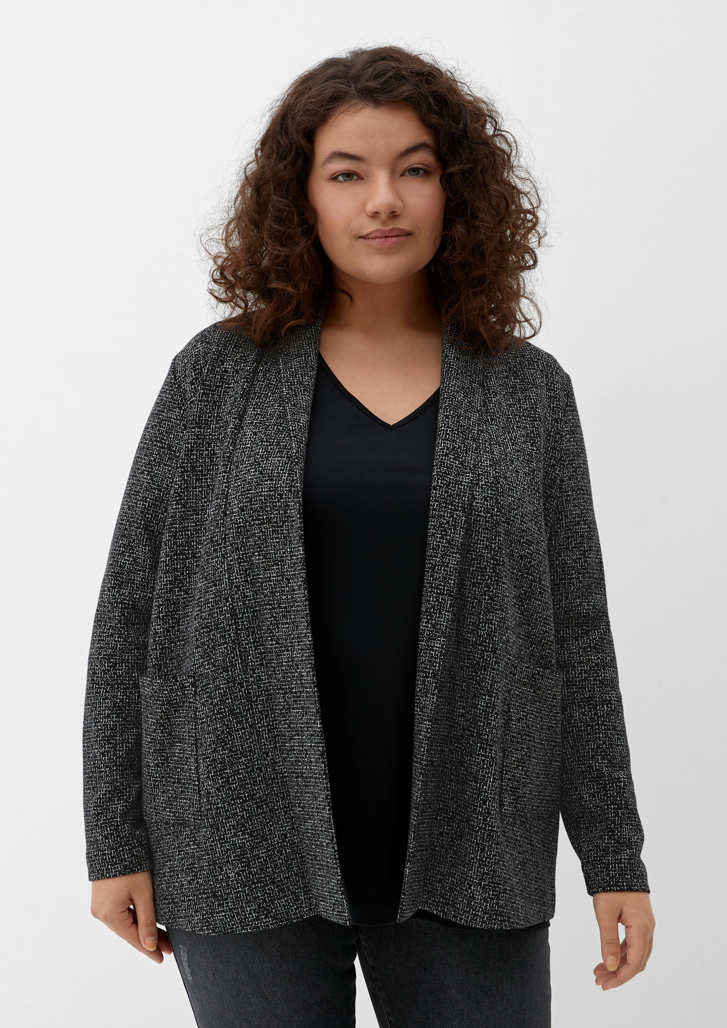 Sweatjacke TRIANGLE Cardigan Tweed-Optik in