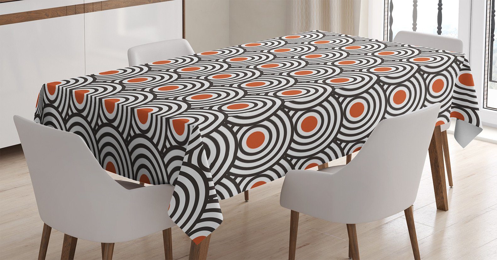 Abakuhaus Tischdecke Farbfest Bereich geeignet Spiralen Abstrakte Farben, Außen Waschbar Retro den Klare Schwarz Für