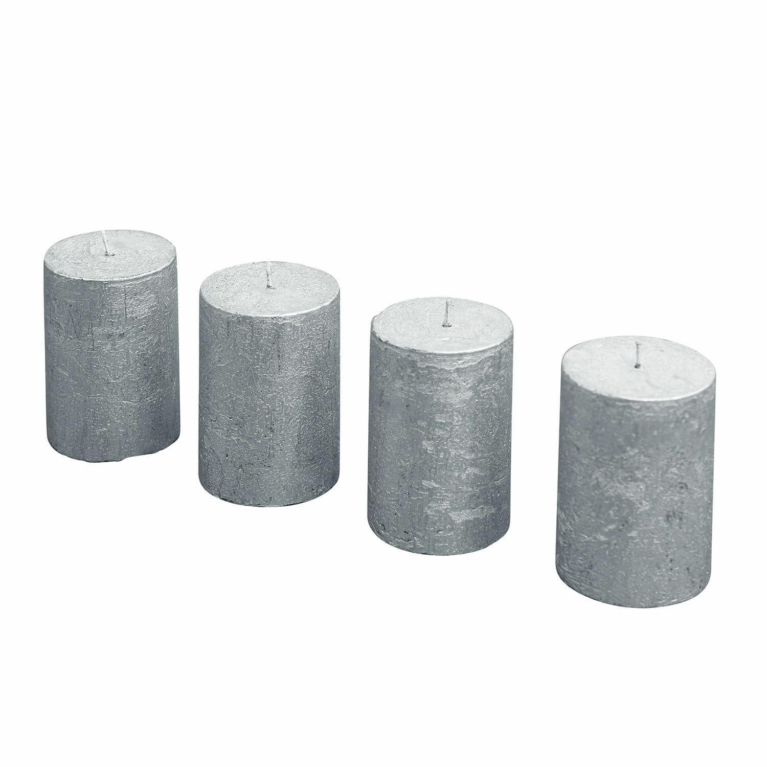 Mirabeau Stumpenkerze Kerze 4er Set Virrans silber (4er Set, 4er Set), none