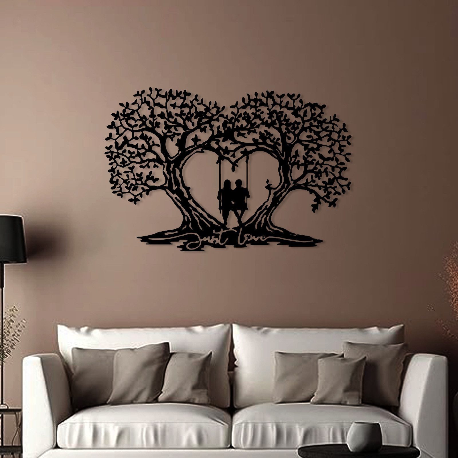 Jumpeak Wanddekoobjekt Paar Schaukel MetallKunst Wanddekoration, Liebesbaum, Liebesatmosphäre, Hergestellt aus Metall,Schwarz,weiß,valentinstag geschenk für sie