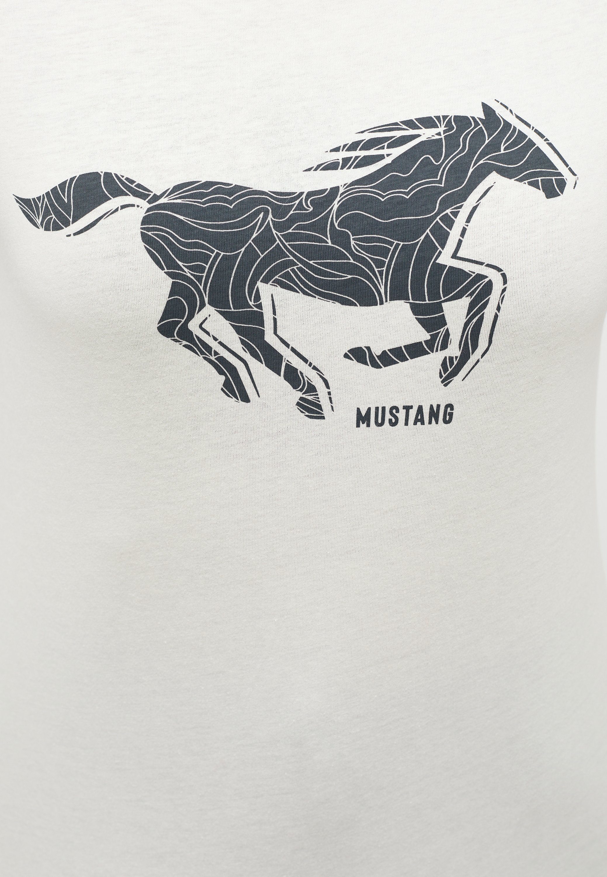 Kurzarmshirt offwhite Print-Shirt MUSTANG Mustang T-Shirt