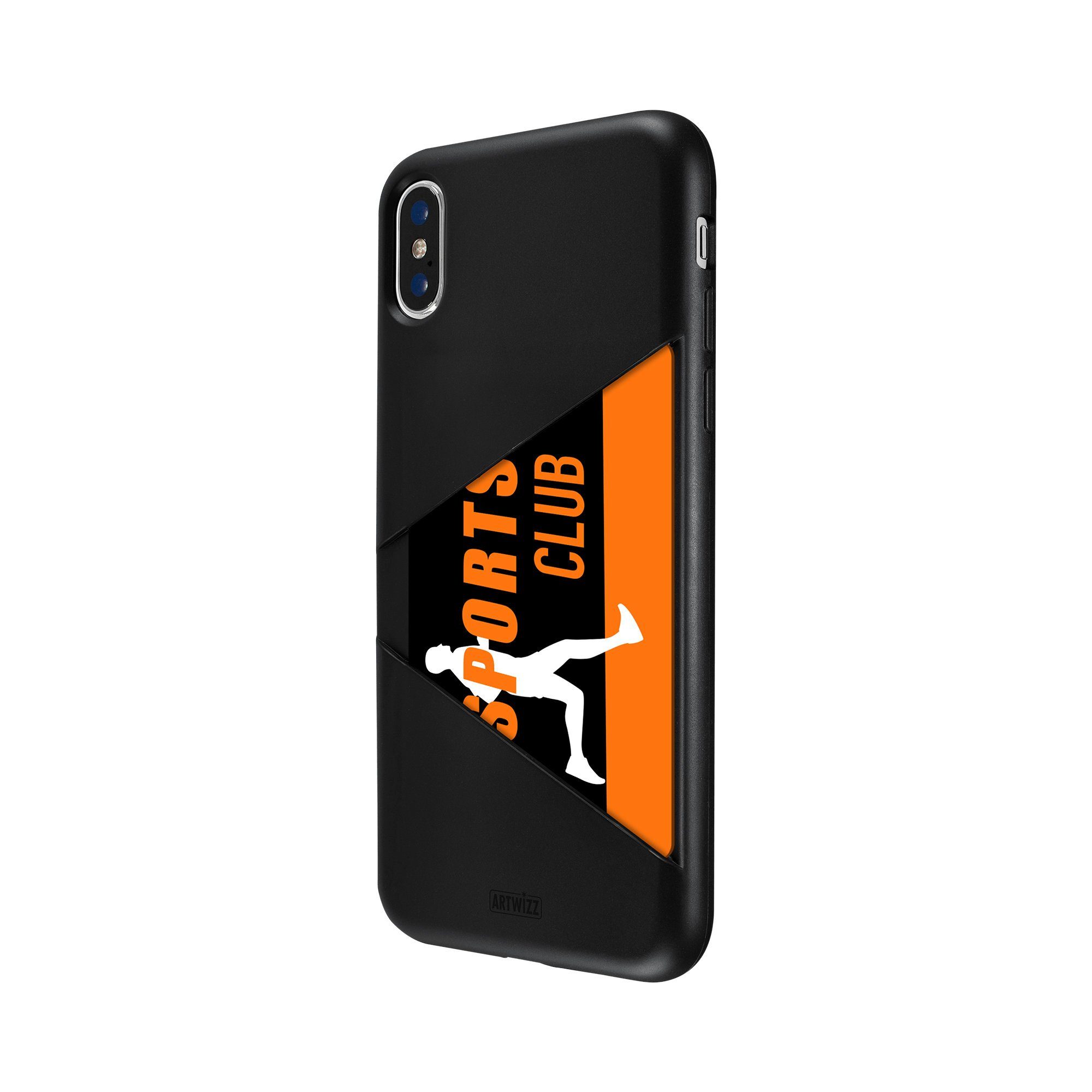 Artwizz Smartphone-Hülle Artwizz TPU Card Case - Artwizz TPU Card Case - Ultra dünne, elastische Schutzhülle mit Kartenfach auf der Rückseite für iPhone X (kompatibel mit iPhone Xs), Schwarz