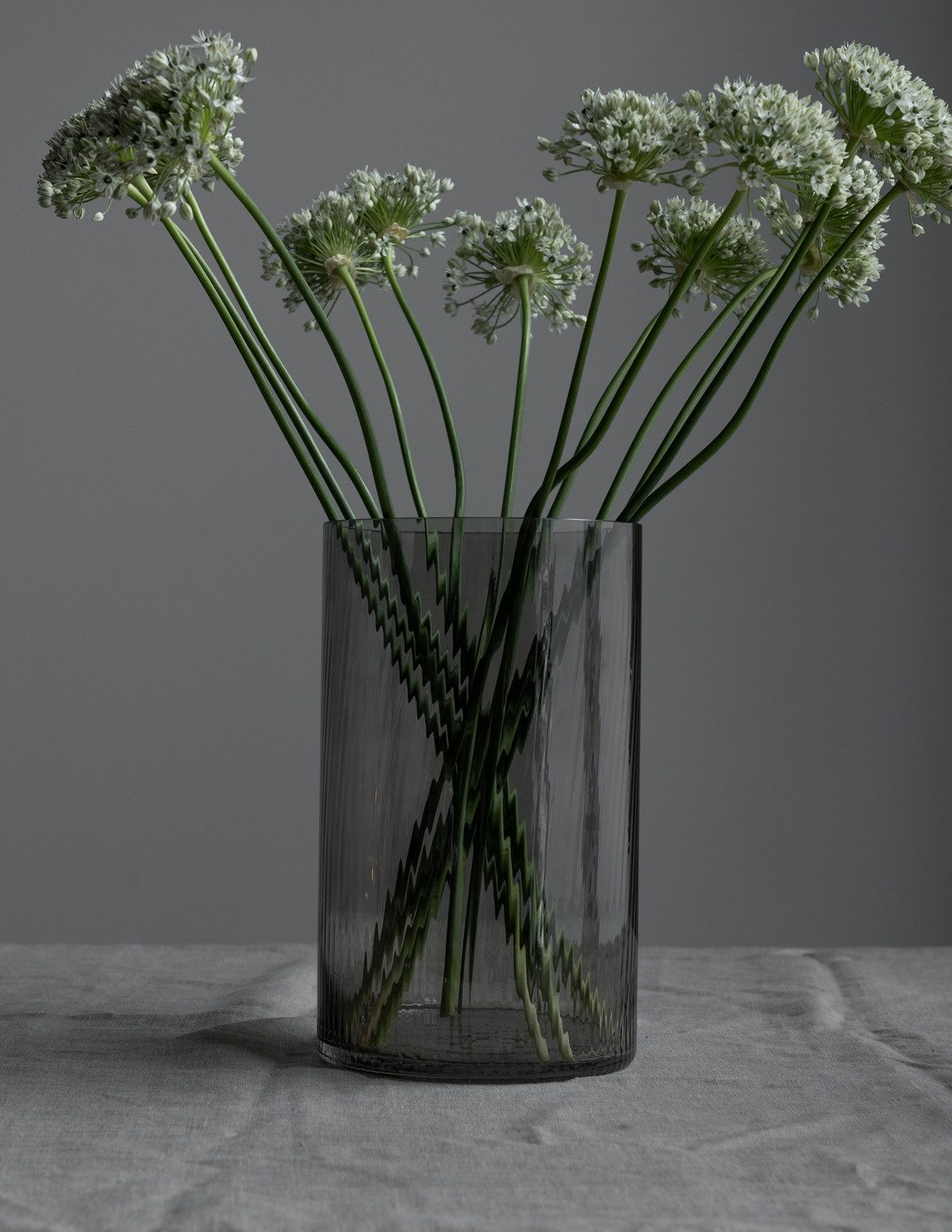 Storefactory Scandinavia Dekovase Vase Laterne RAMSJÖ L Glas grau, Ø18x30cm