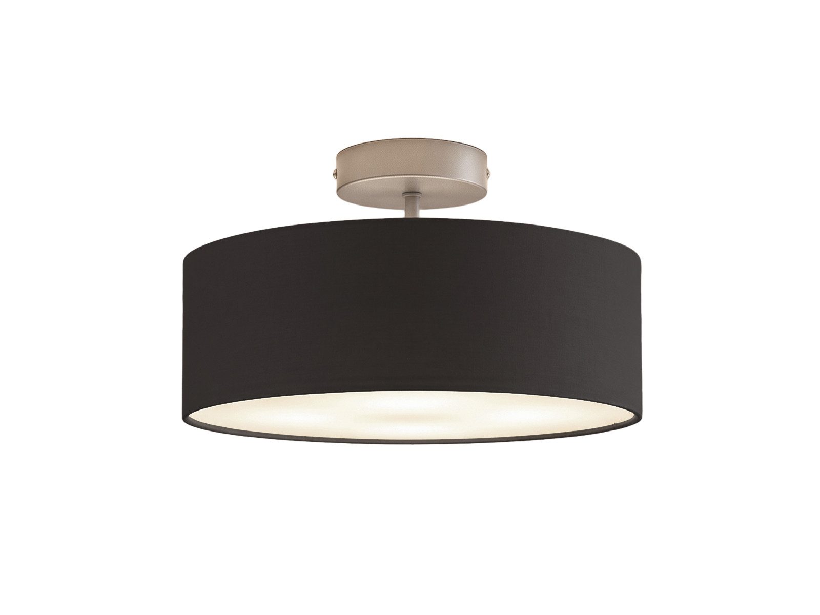 meineWunschleuchte Deckenleuchte mit Stoff Lampenschirm Schwarz Ø 30cm, ohne Leuchtmittel, kleine Stoff-Lampe, gemütliche Deckenlampe, E14 Schlafzimmerlampe