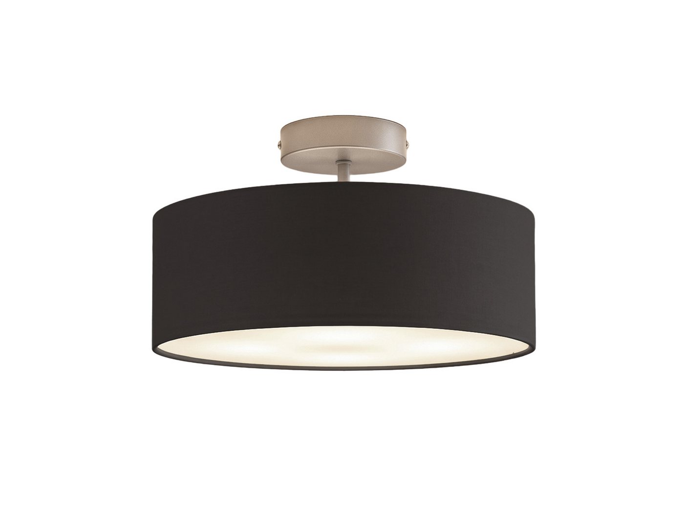 meineWunschleuchte Deckenleuchte mit Stoff Lampenschirm Schwarz Ø 30cm, ohne Leuchtmittel, kleine Stoff-Lampe, gemütliche Deckenlampe, E14 Schlafzimmerlampe