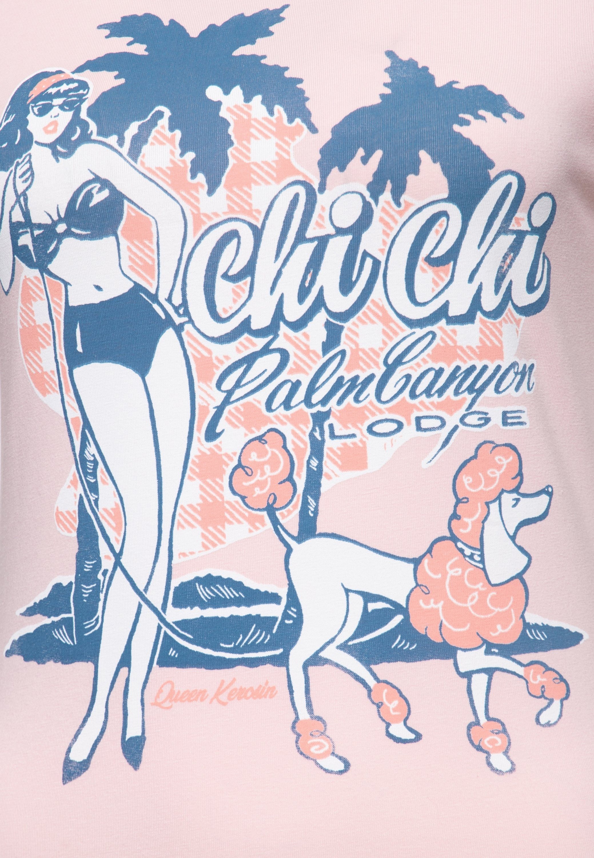 QueenKerosin Print-Shirt Chi Chi Beach Poodle mit vintage Front Print – Bild 3 von 5