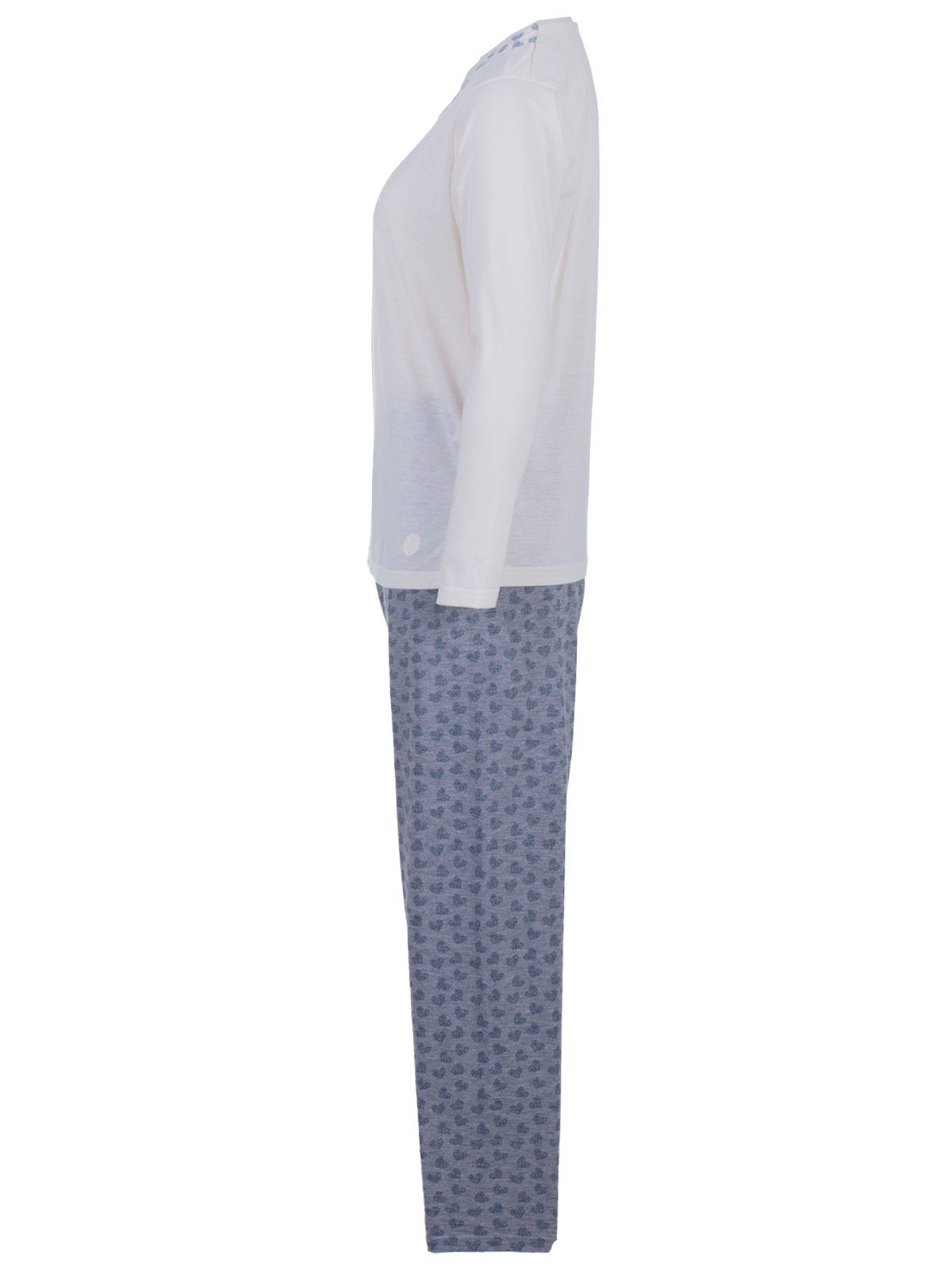 off-white Schlafanzug Langarm zeitlos - Heart Pyjama Set