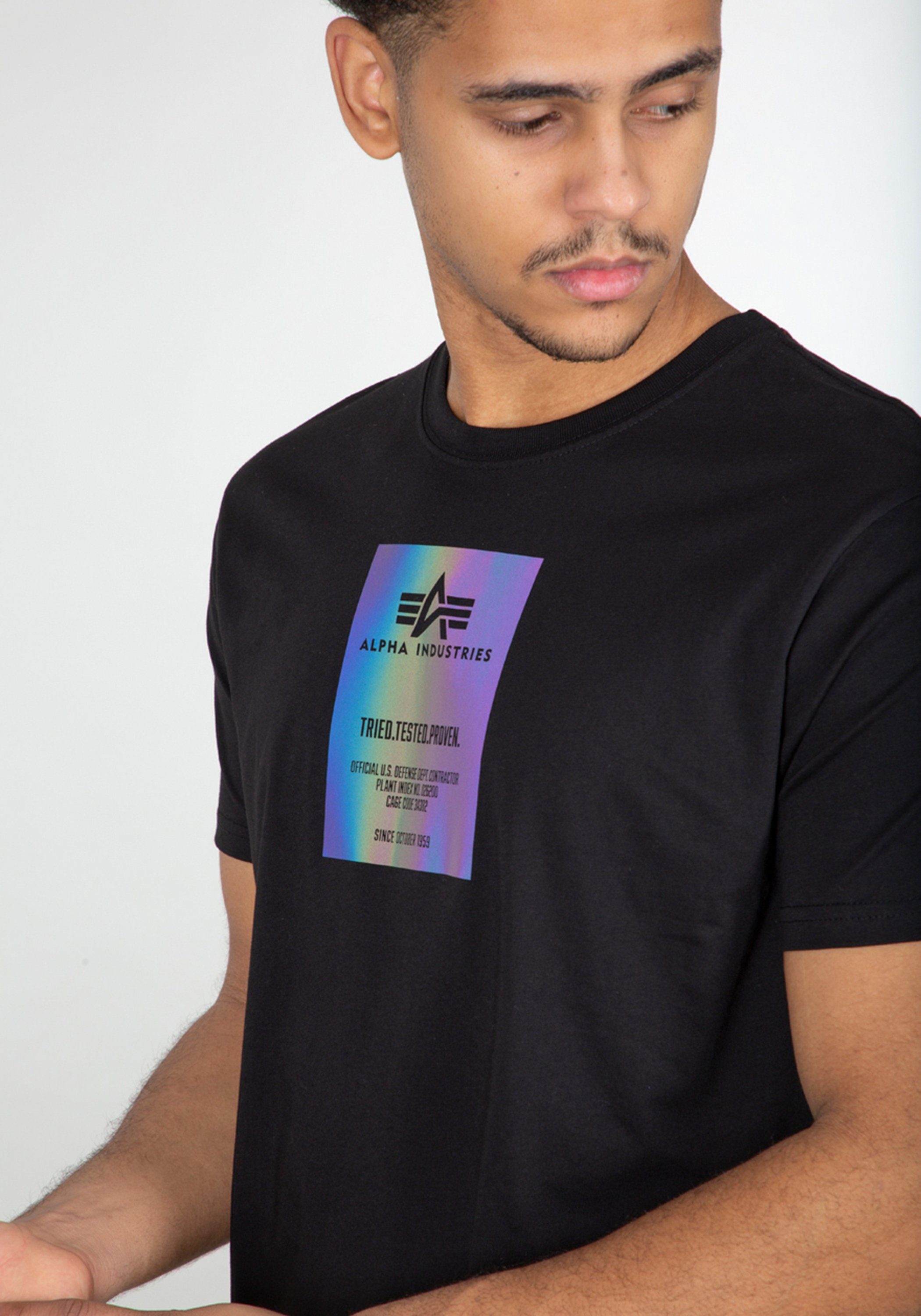 Alpha Industries T-Shirt Alpha Industries Men - T-Shirts Rainbow Reflective Label T