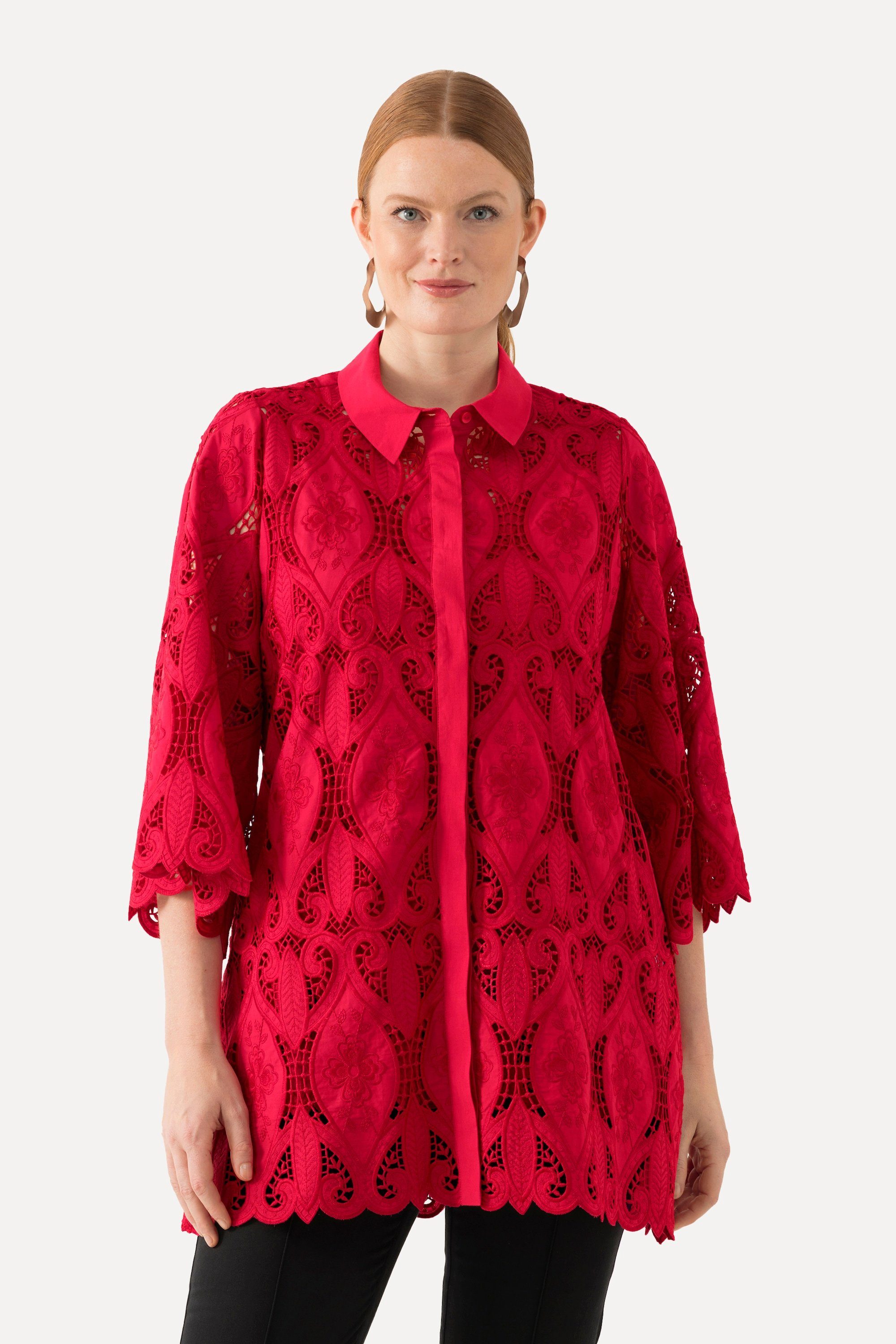Ulla Popken Spitzenbluse Top Lochspitze A-Linie günstig online kaufen
