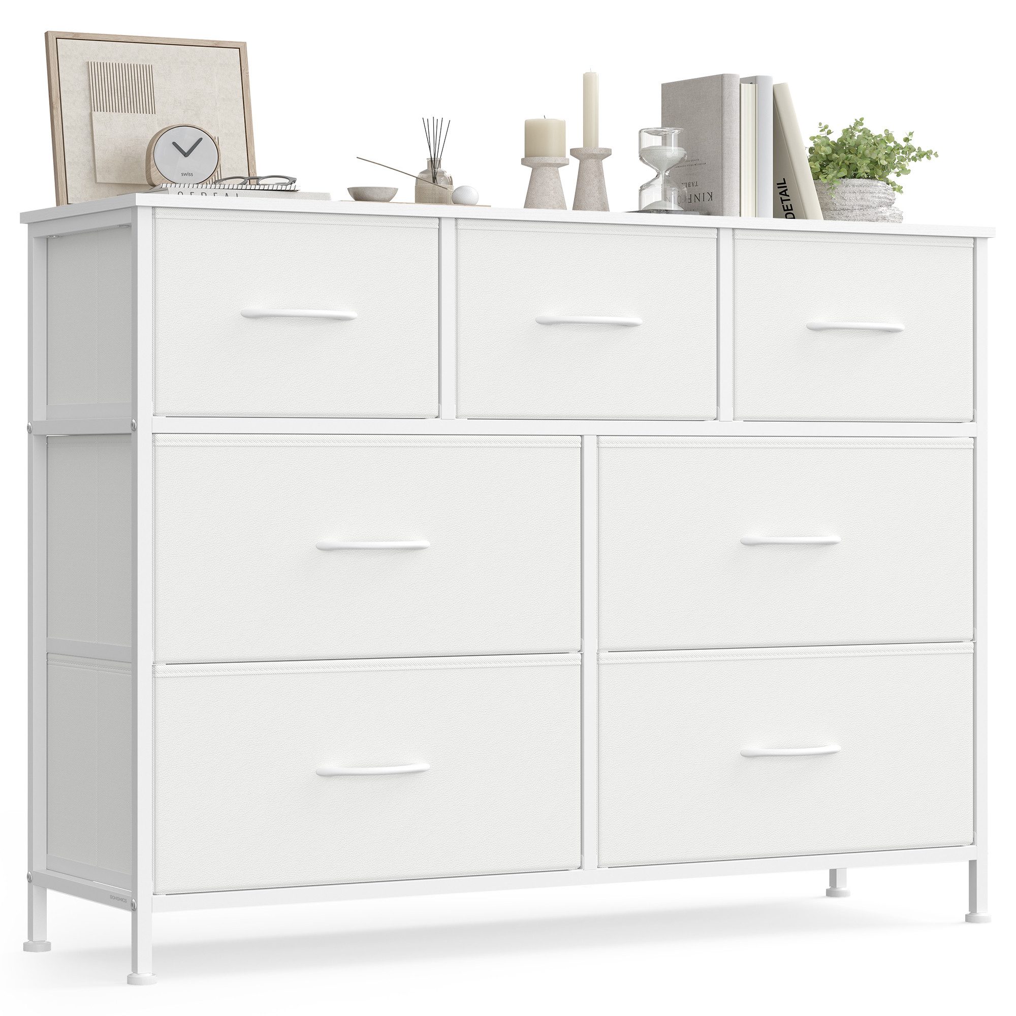 SONGMICS Kommode Schrank, Aufbewahrungsschrank, Stahl, MDF, Vliesstoff, für Schlafzimme