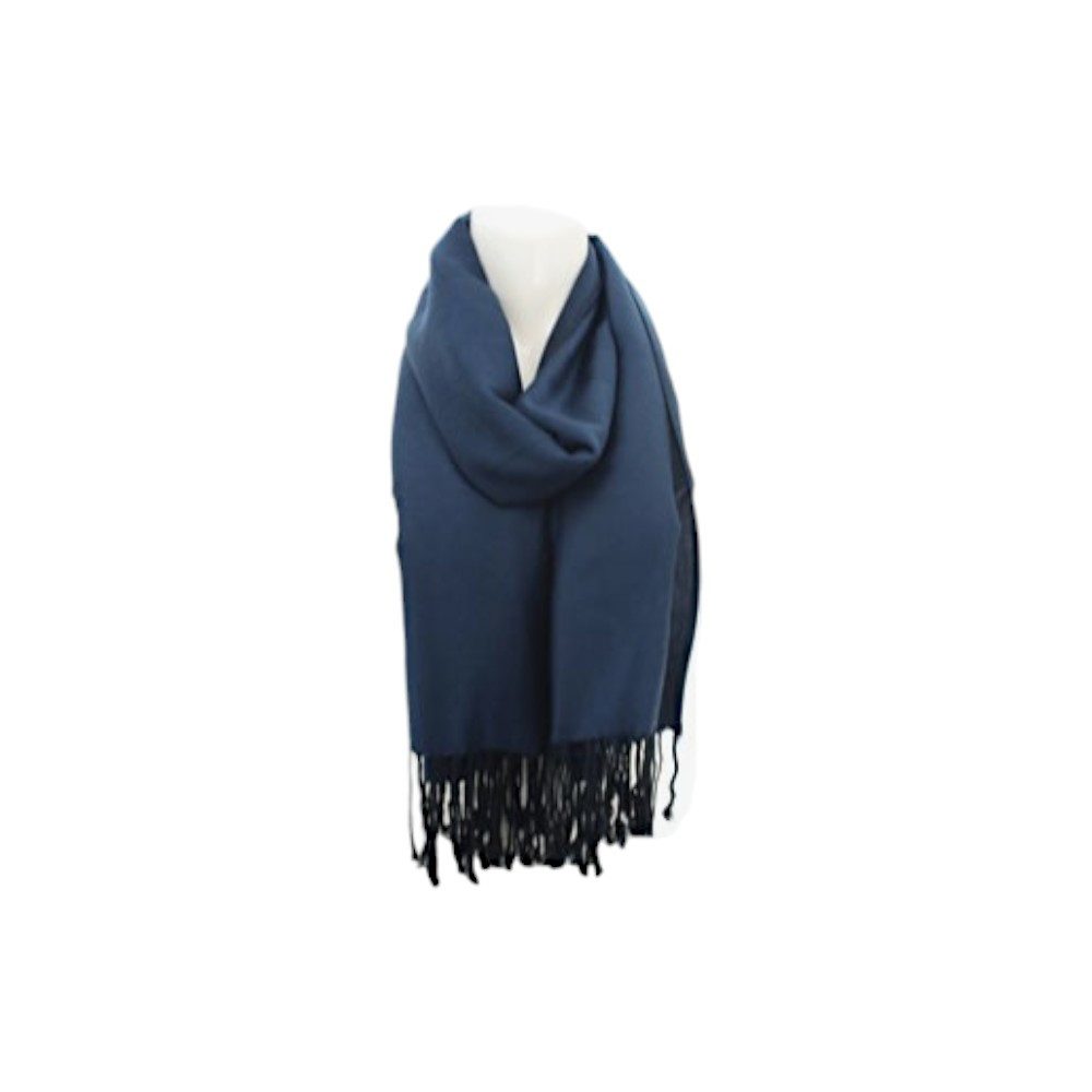 VewoTex Schal Fransenschal » Winterschal 175 x 70 cm » glänzender Winter Schal, (Kein Set, 1-St. Einzeln), » Schal mit schwarzen Fransen