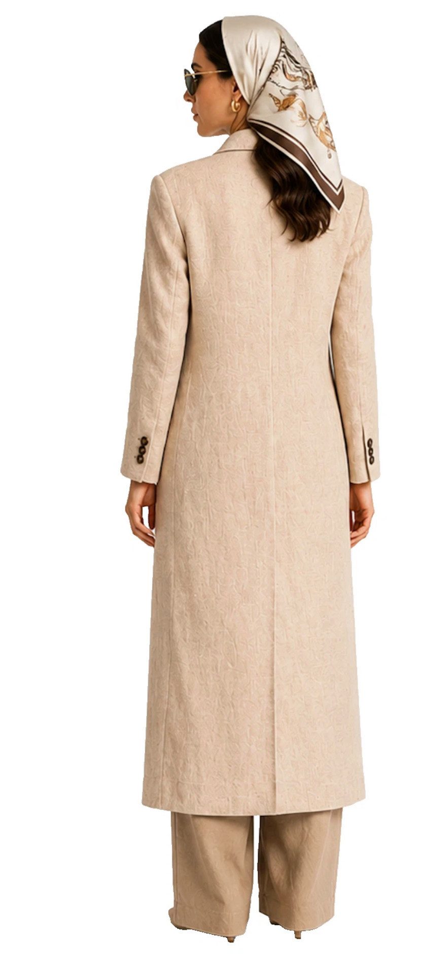 BRUNELLO CUCINELLI Langmantel Doppelreihiger Leinenmantel mit Perlenverzierung Mantel Parka S Luxuriöse Leinenqualität mit natürlicher Struktur