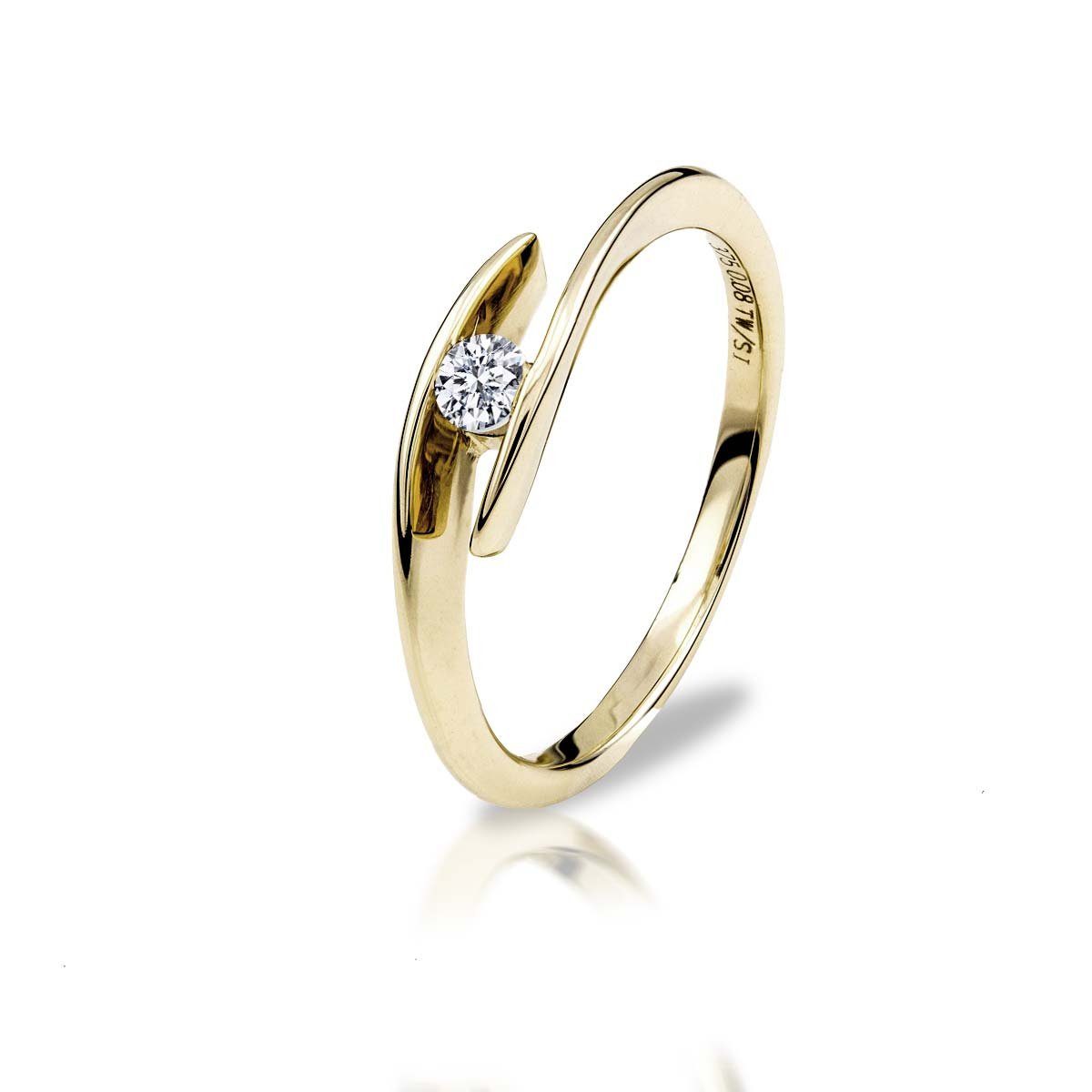 Adam & Eve Verlobungsring Verlobungsring Brillantring 375/- Gelbgold 0,08 ct.