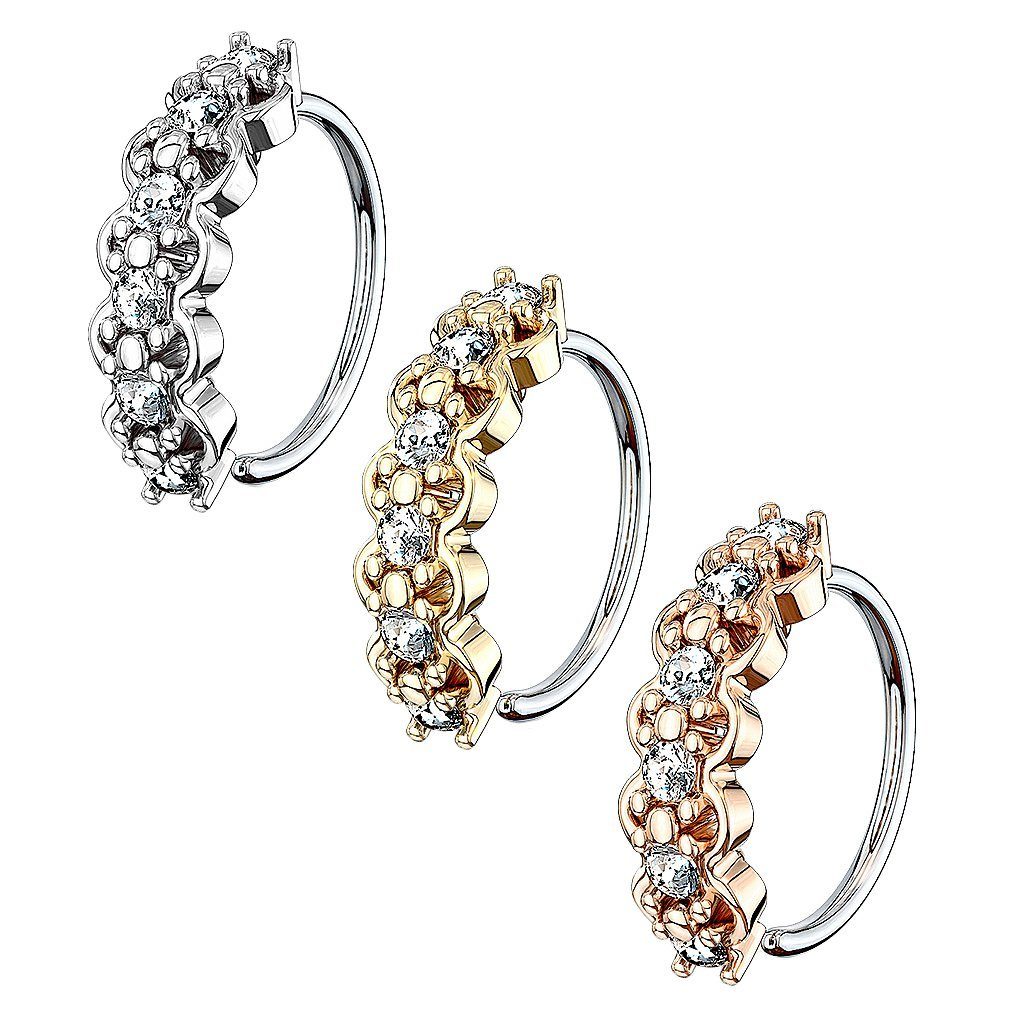 Taffstyle Nasenpiercing Helix Piercing Ring Creole Filigran mit Kristallen Nasen, Dünn Glitzer Lippen Ohr Nasenpiercing Ohrpiercing Nasenring Klemmring