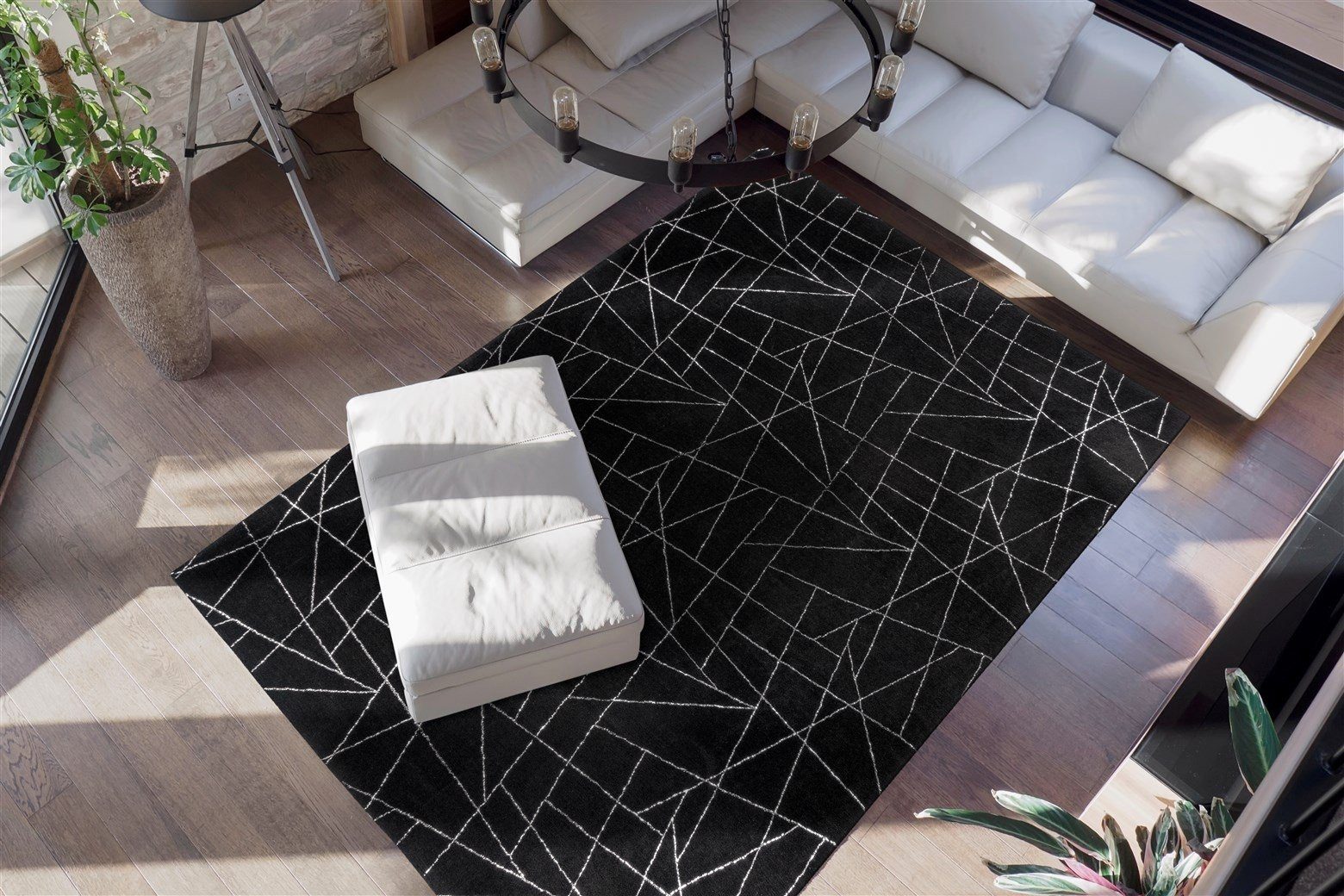 Kayoom Teppich in Schwarz / Silber, 100% Polyester - 150x80cm (LxB)