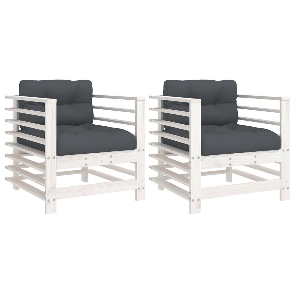 vidaXL Sofaelement Gartenstühle mit Kissen 2 günstig online kaufen