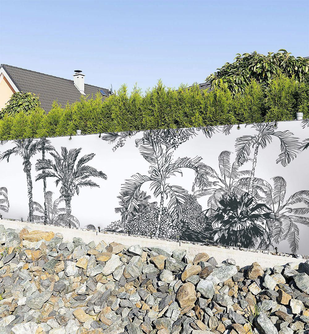Sichtschutzzaunmatten Zaunbanner Palmen im tropischen Dschungel Sichtschutz Garten Zaun