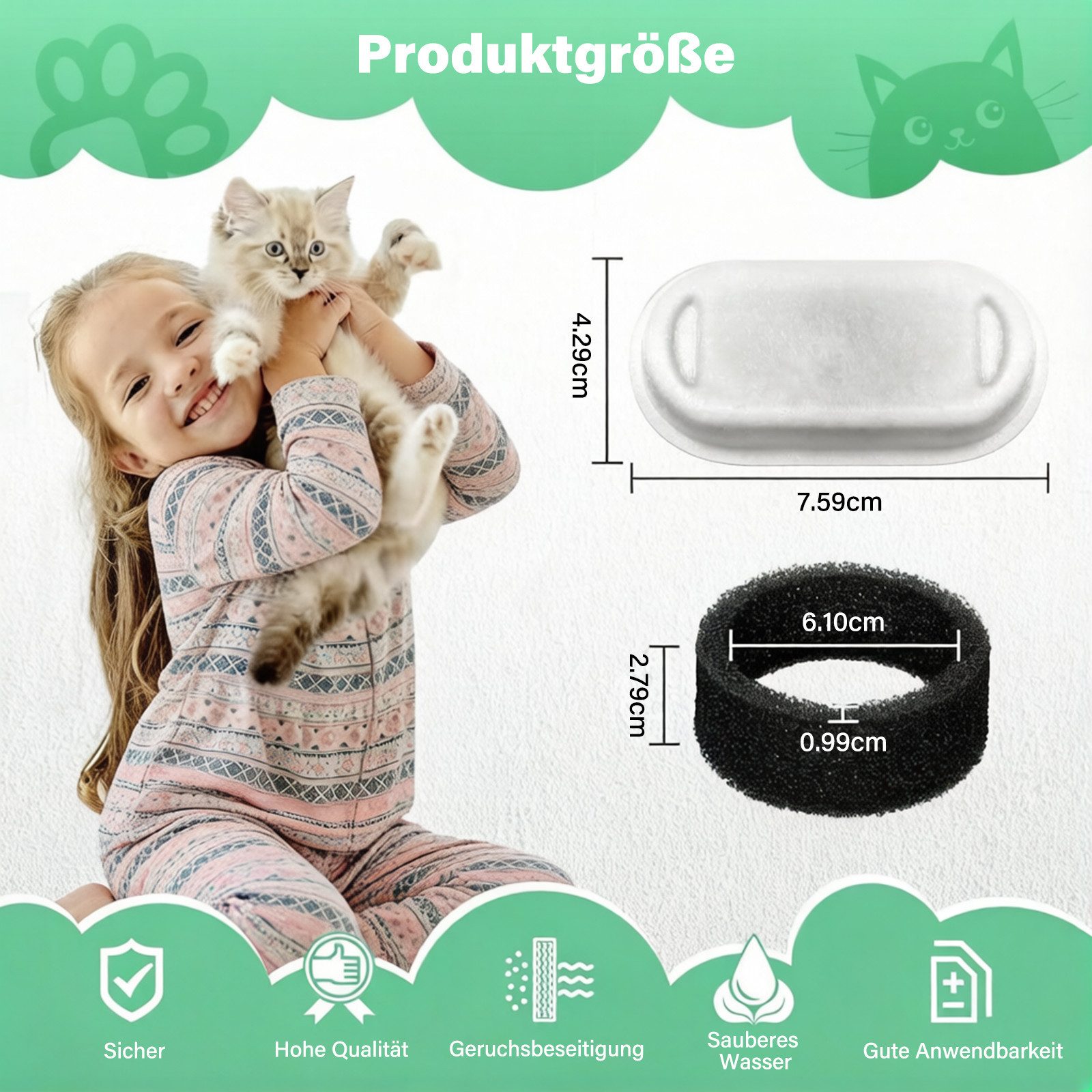 MOPUEA Trinkbrunnen Katzenbrunnen Filter, 20 Stück Ersatzfilter Für Trinkbrunnen