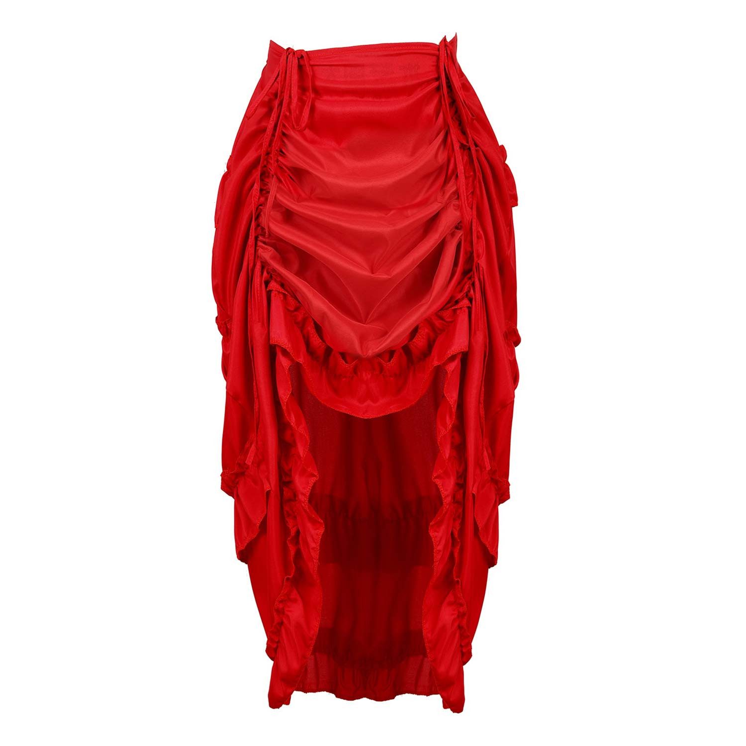 Refttenw Midirock Gothic Steampunk High-Low Rock mit Rüschen, Taillenschnür günstig online kaufen