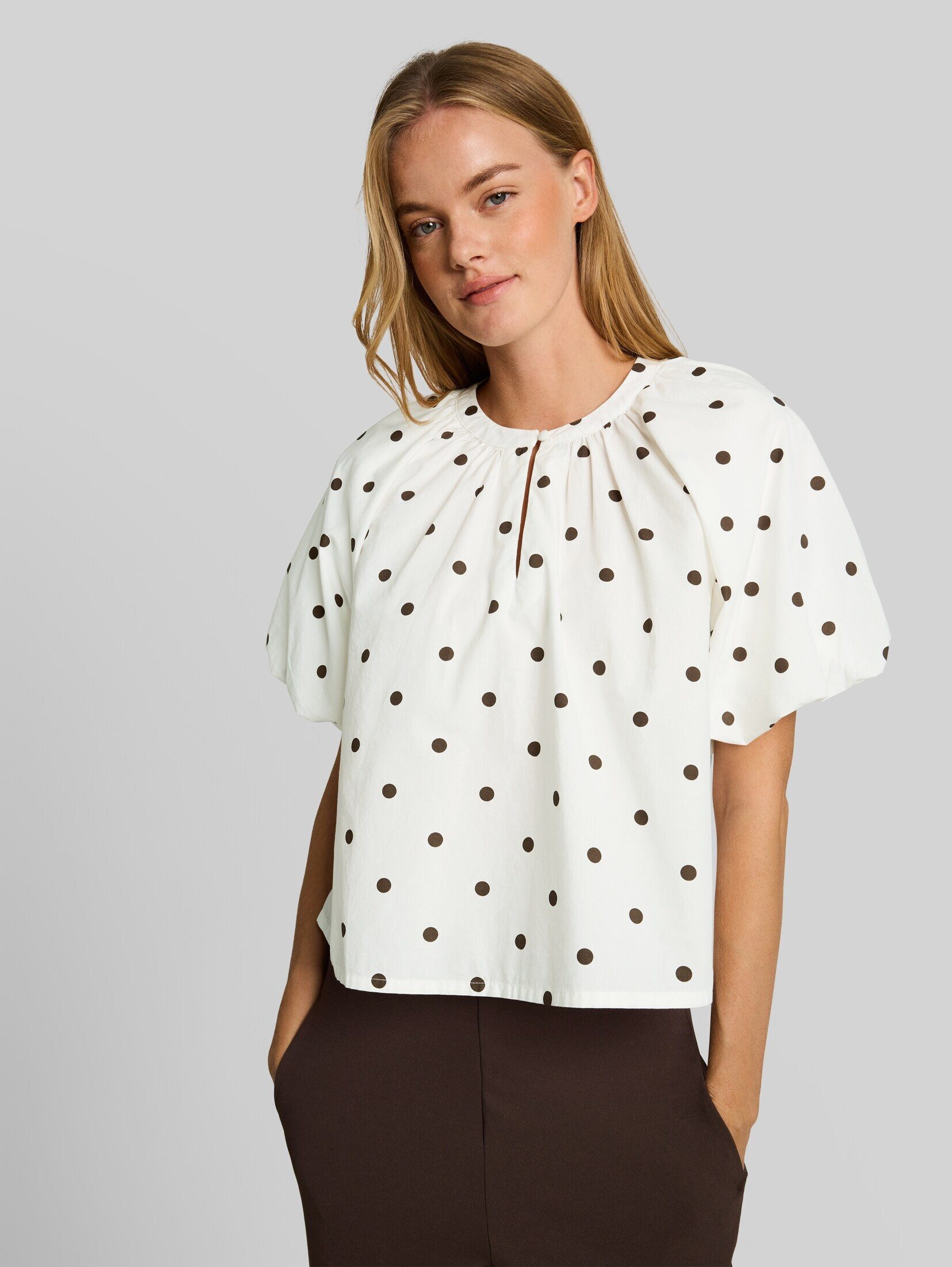 TOM TAILOR Denim Kurzarmbluse Blusen & Shirts Popeline Bluse mit Punkten