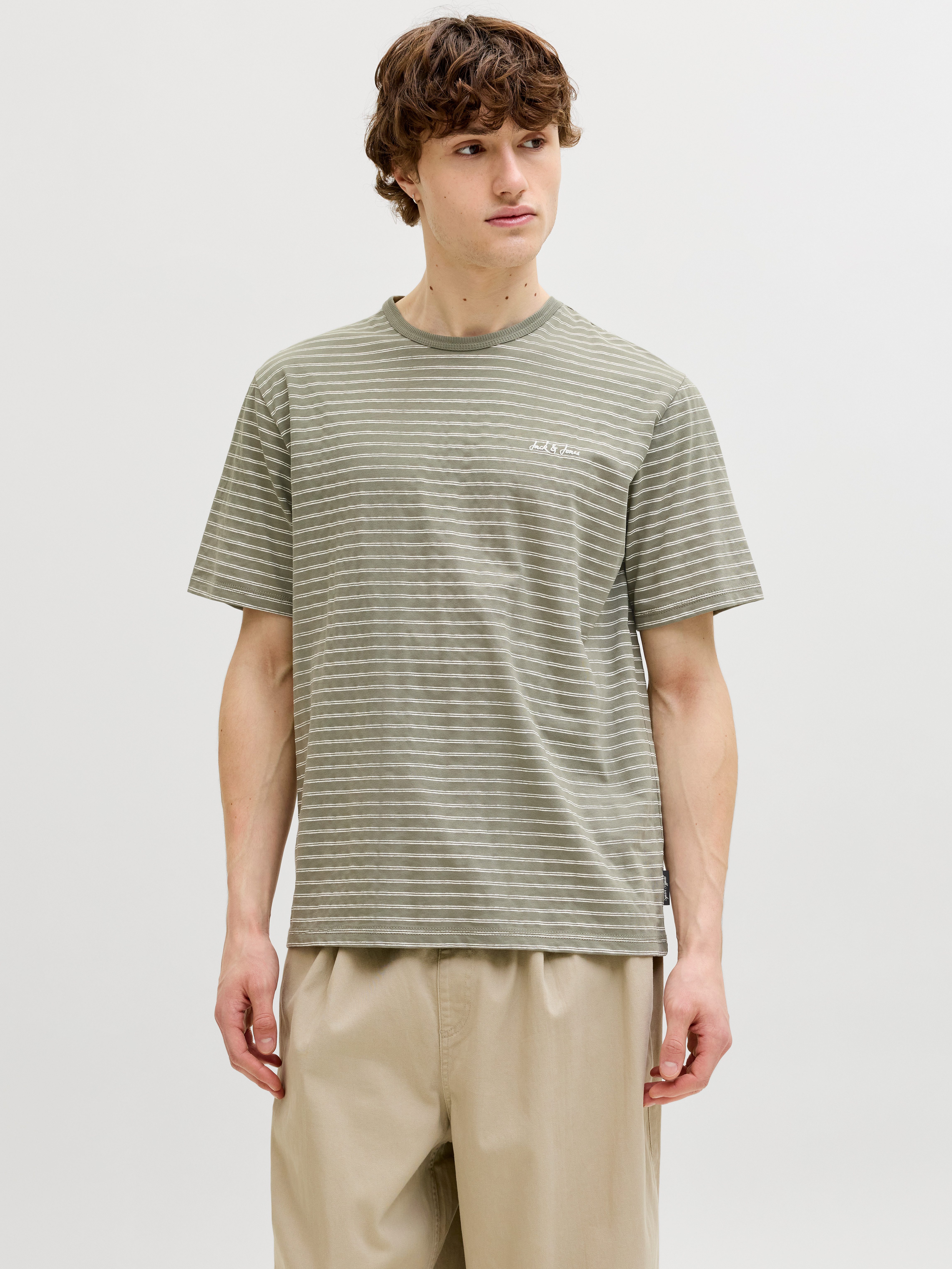 Jack & Jones Rundhalsshirt JJDEVIN DAYTONA STRIPED TEE SS CREW NECK Baumwollmischung, relaxed fit