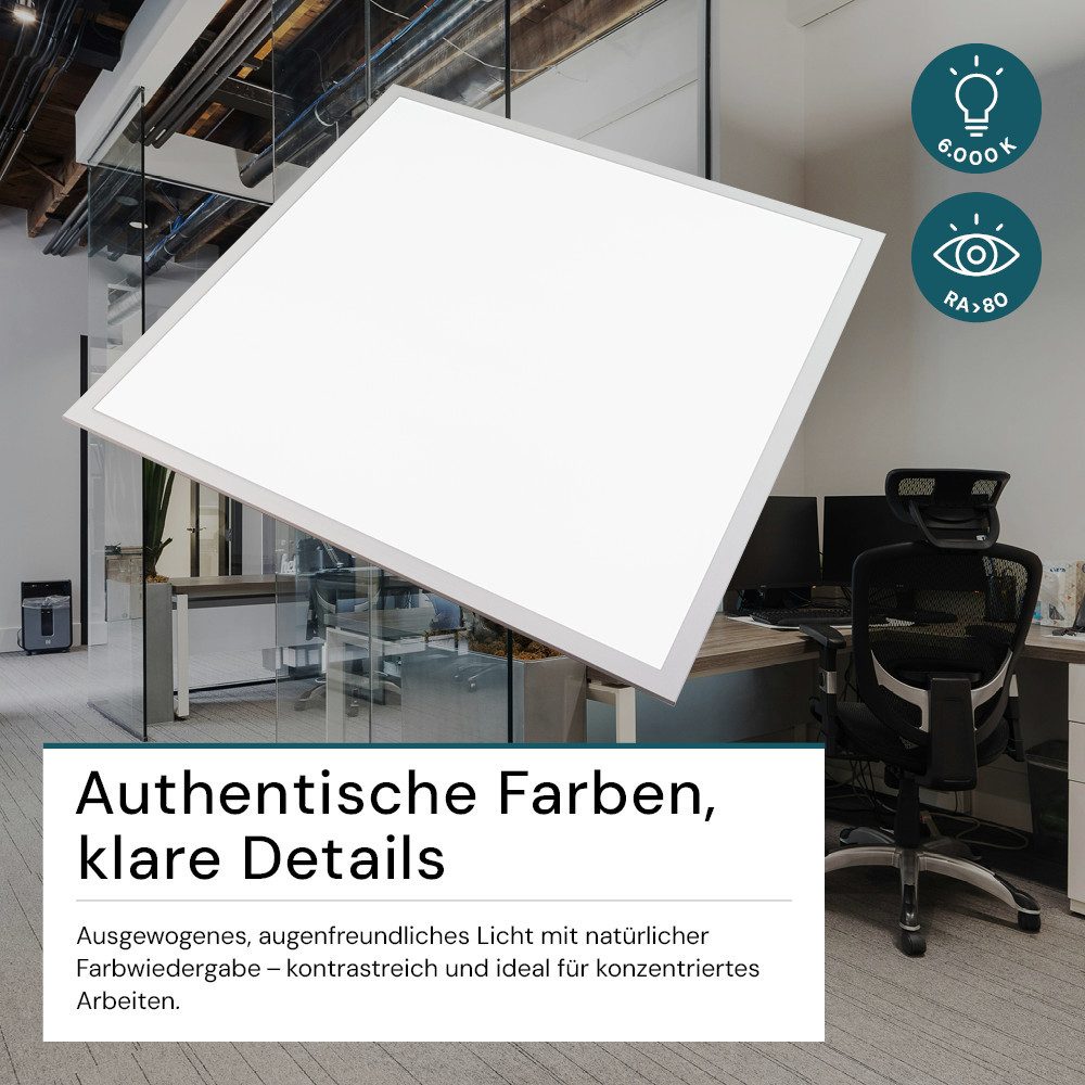 LUXULA LED Rasterleuchte LUXULA LED Panel 40 W 6000 K kaltweiß, LED fest integriert, Kaltweiß