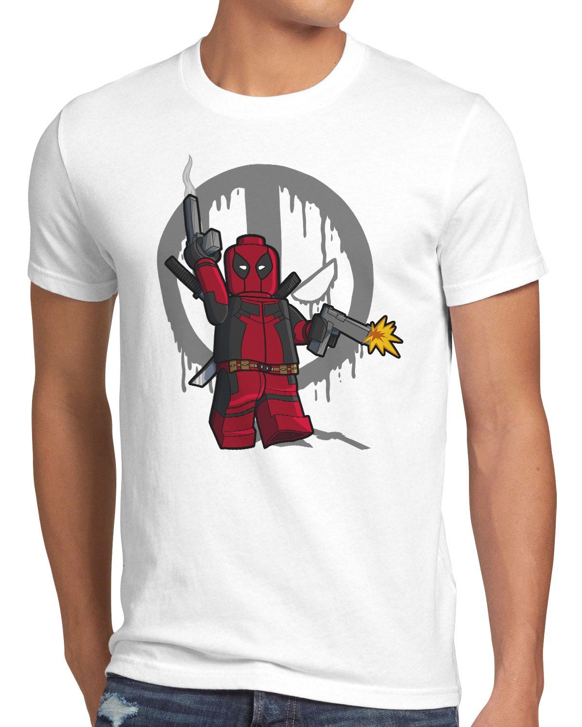 style3 Print-Shirt Herren T-Shirt Brick Mercenary weiß baustein comic