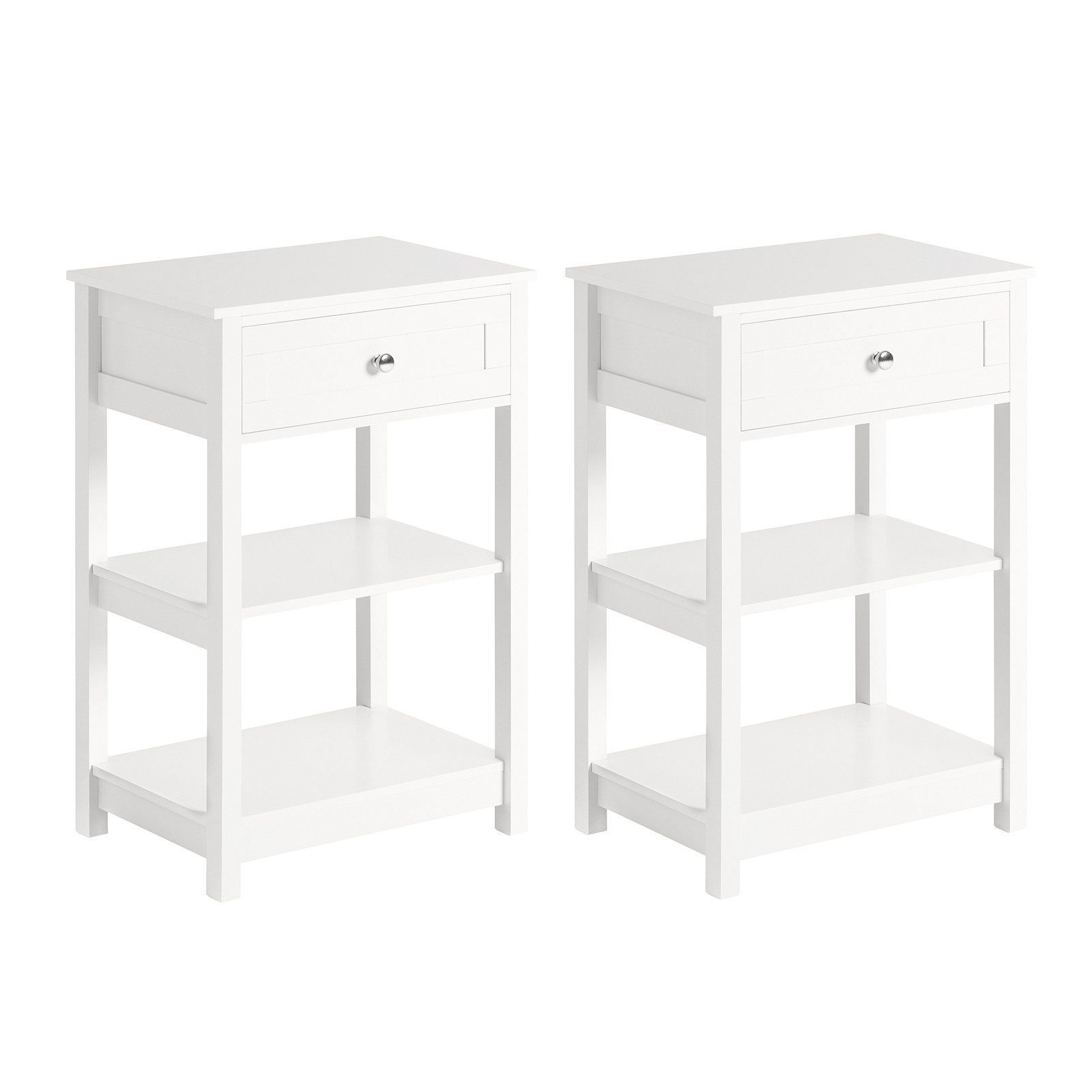 SoBuy Nachttisch FBT46x2, Beistelltisch Nachtschrank, Nachttisch 2er set, (2-St), Nachttisch Couchtisch, mit 1 Schublade und 2 Ablagen, modern