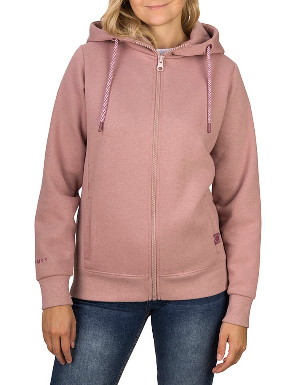 (13300) Fit DFClara Rose DENIMFY mit Regular Kapuzensweatjacke Damen Hoodie Sweatjacke Kängurutasche Antique