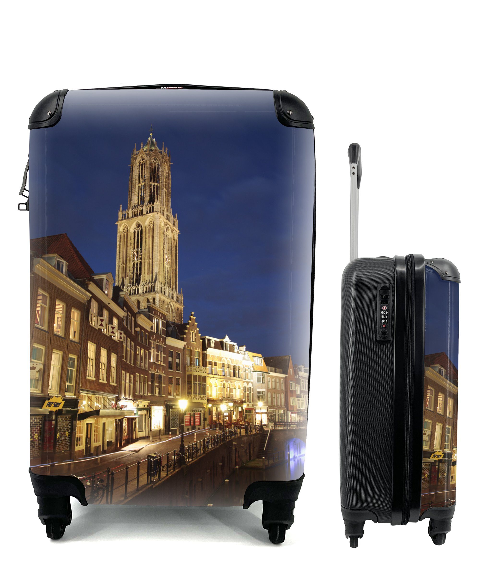 MuchoWow Handgepäckkoffer Domturm - Wasser - Licht, 4 Rollen, Reisetasche mit rollen, Handgepäck für Ferien, Trolley, Reisekoffer
