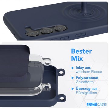 EAZY CASE Handykette Runde Silikon Kette für Samsung Galaxy S23 Plus 6,6 Zoll, Hülle mit Band 2in1 Handyband Etui Case Kordel Navy Blau Camouflage