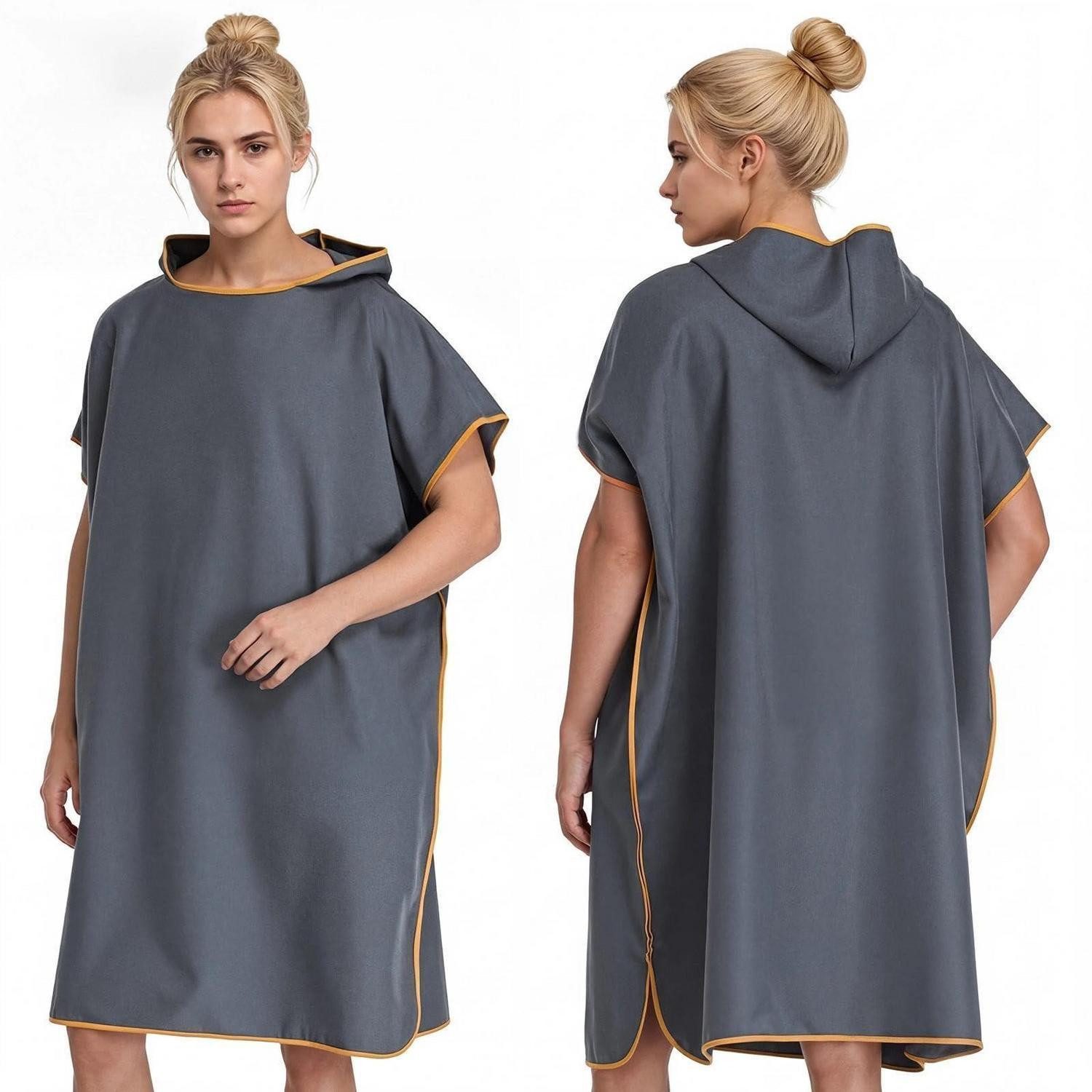 LuxusKollektion Badeponcho Badeponcho Mikrofaser Schnelltrocknend Dunkelblau, Textil, Kapuze
