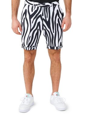 Opposuits Partyanzug Shorts Suit Zazzy Zebra, Kurzärmeliger Anzug für die Sommersafari
