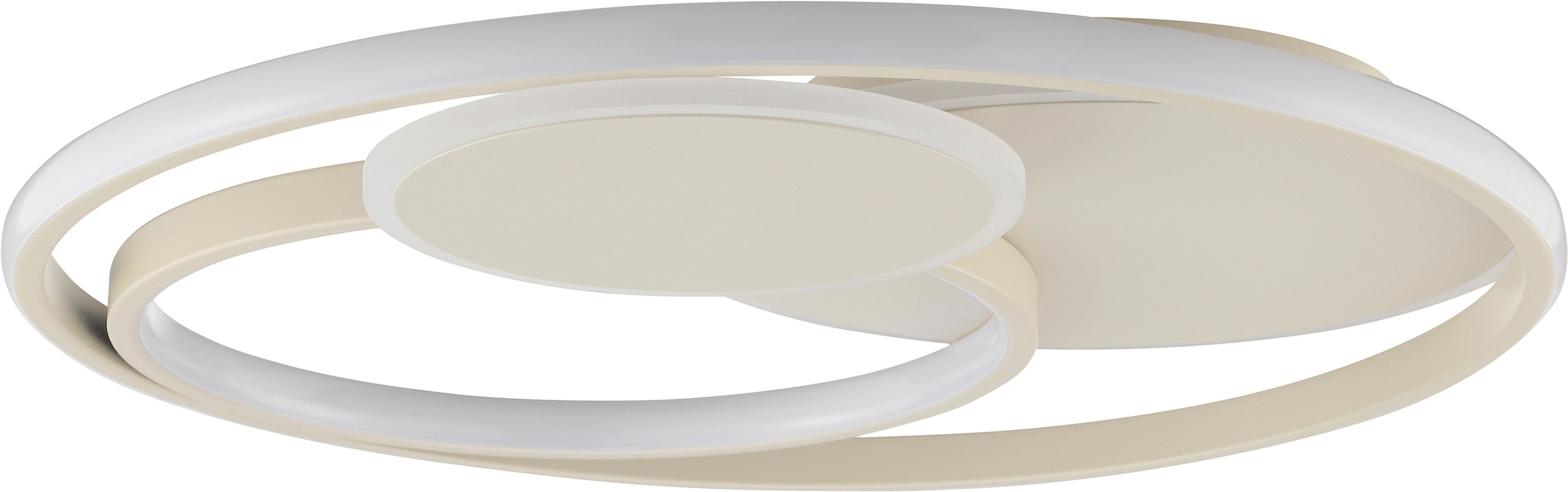 Brilliant LED Deckenleuchte Runda, CCT - über Fernbedienung, Dimmfunktion, Nachtlichtfunktion, LED fest integriert, warmweiß - kaltweiß, Ø 50 cm, 5200 lm, CCT 3000-6500 K, dimmbar, Metall/Silikon, beige