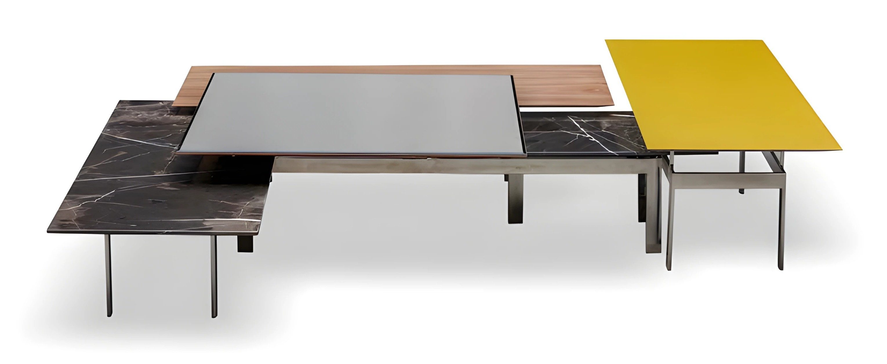 Xlmoebel Couchtisch Eleganter grauer Metalltisch von XLMOEBEL mit modernem Design (Packung, 3-teilig), Made in Europa