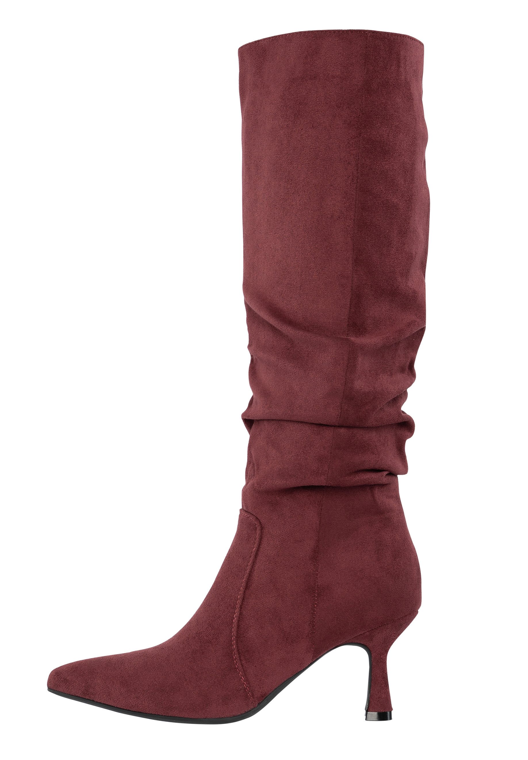 Salinyang Damen Westernstiefel in Wildlederoptik mit Faltenlook und Absatz High-Heel-Stiefel